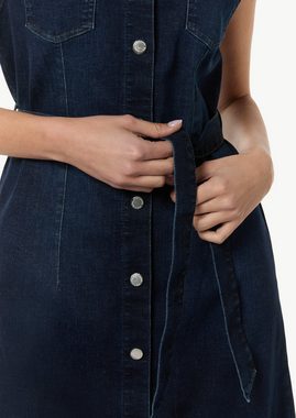 Comma Minikleid Schmal geschnittenes Jeanskleid mit Bindegürtel