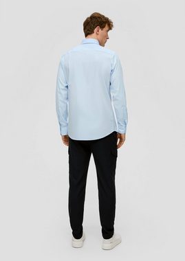 s.Oliver BLACK LABEL Langarmhemd Gestreiftes, elastisches Hemd aus Baumwollmix Blende
