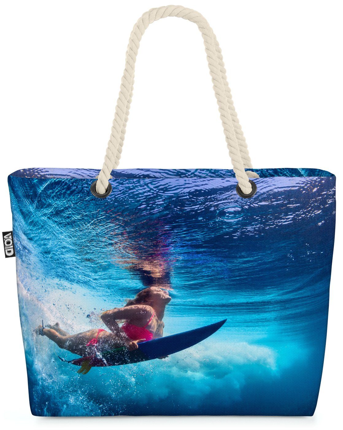 VOID Strandtasche (1-tlg), Surferin Tauchen Beach Bag Surfen Urlaub Karibik Board Brett Ozean Reise Insel