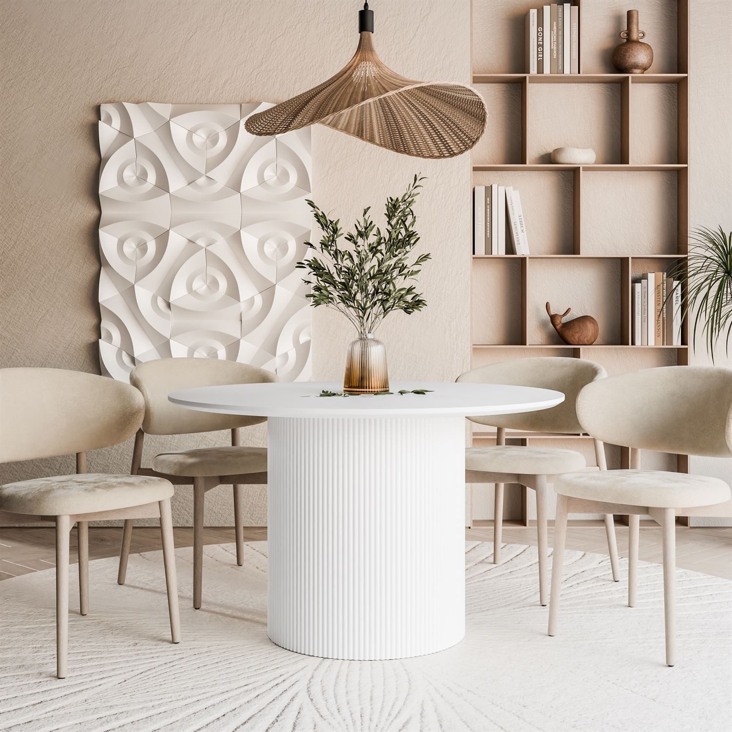 yourhouse24 Esstisch Runder Esstisch OVI 120 cm mit geriffelter Struktur (1 günstig online kaufen