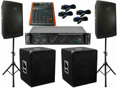 DSX Das PA Set DJ 3Wege 25 cm Boxen Stativ 38 cm Subwoofer Musiker 3040W Lautsprecher (1400 W)