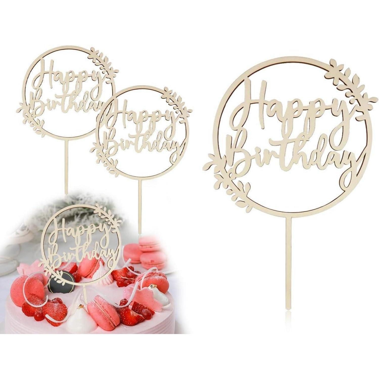 Sticker Tortendeko Cake Topper Acryl Geburtstag Cupcake Holzfarbe Satz 1 2
