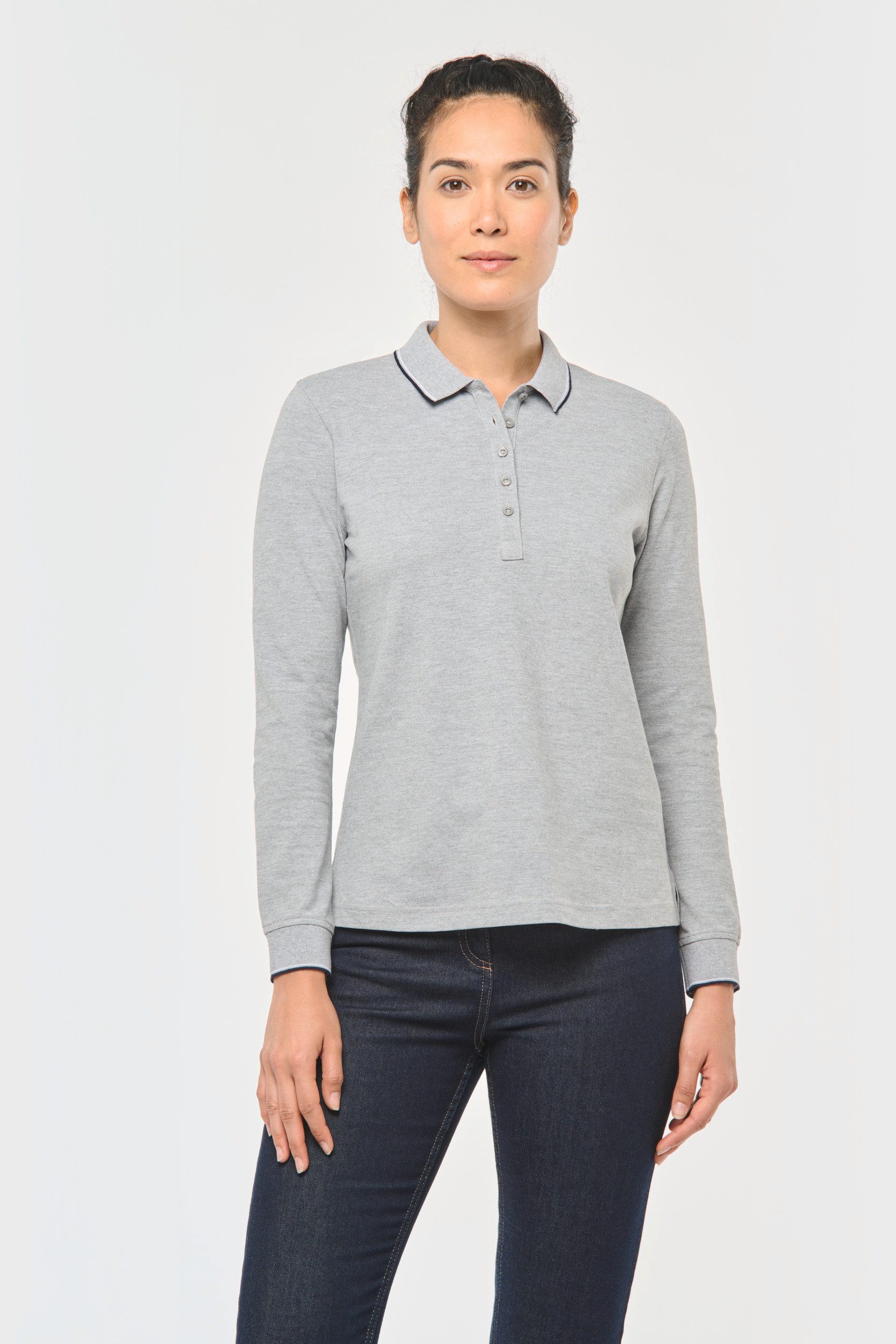 T-Shirt & Langarmshirt Langarm-Polohemd aus Piqué für Damen