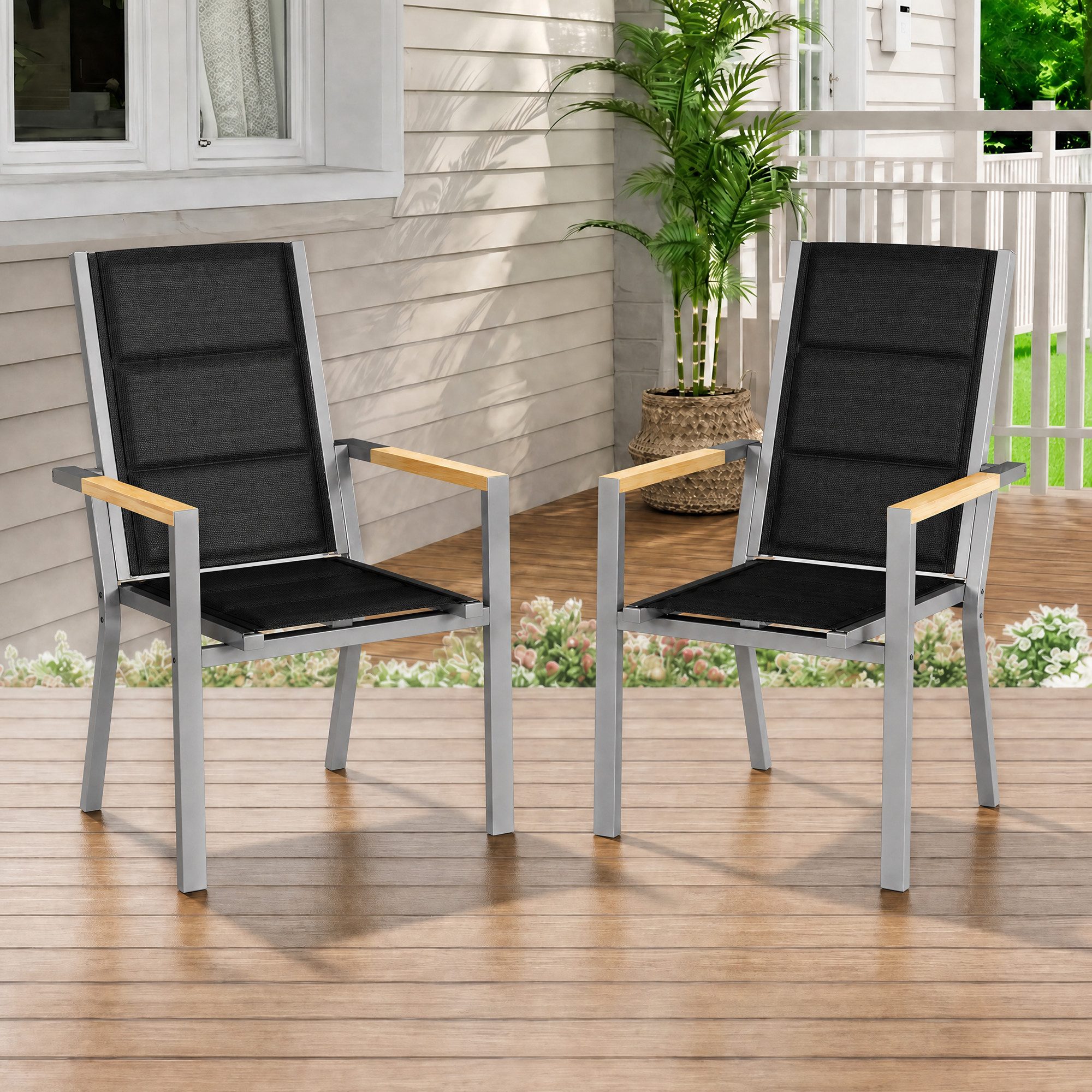 HOMALL Gartenstuhl Stapelbare Aluminiumstühle Outdoor Stühle 2/4/6er Set, Bis 160kg (Gewicht ca. 3,5 kg, erhältlich in drei Farben, geeignet für Camping, Pool, Grillszenarien (ohne Tisch), 2 St)