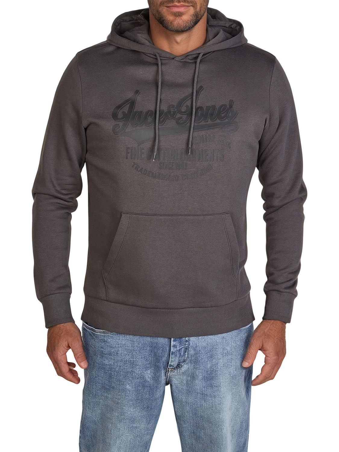 Jack & Jones Kapuzenpullover Herren Hoodie JJEADRIAN Regular Fit Longsleeve Sweatshirt mit Kängurutasche