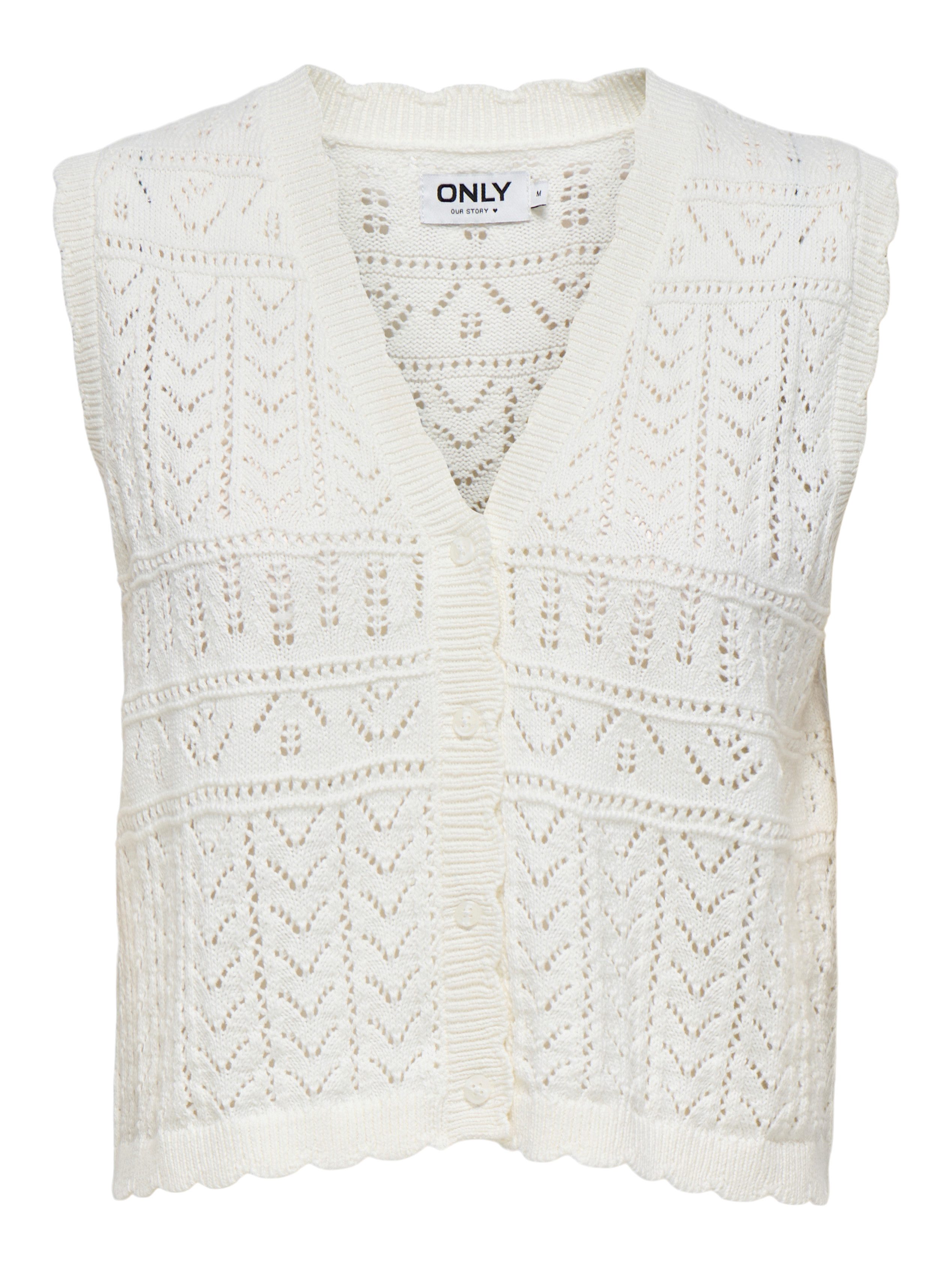 ONLY Strickjacke ONLIRINA V-NECK BUTTON VEST KNT NOOS Baumwollmischung