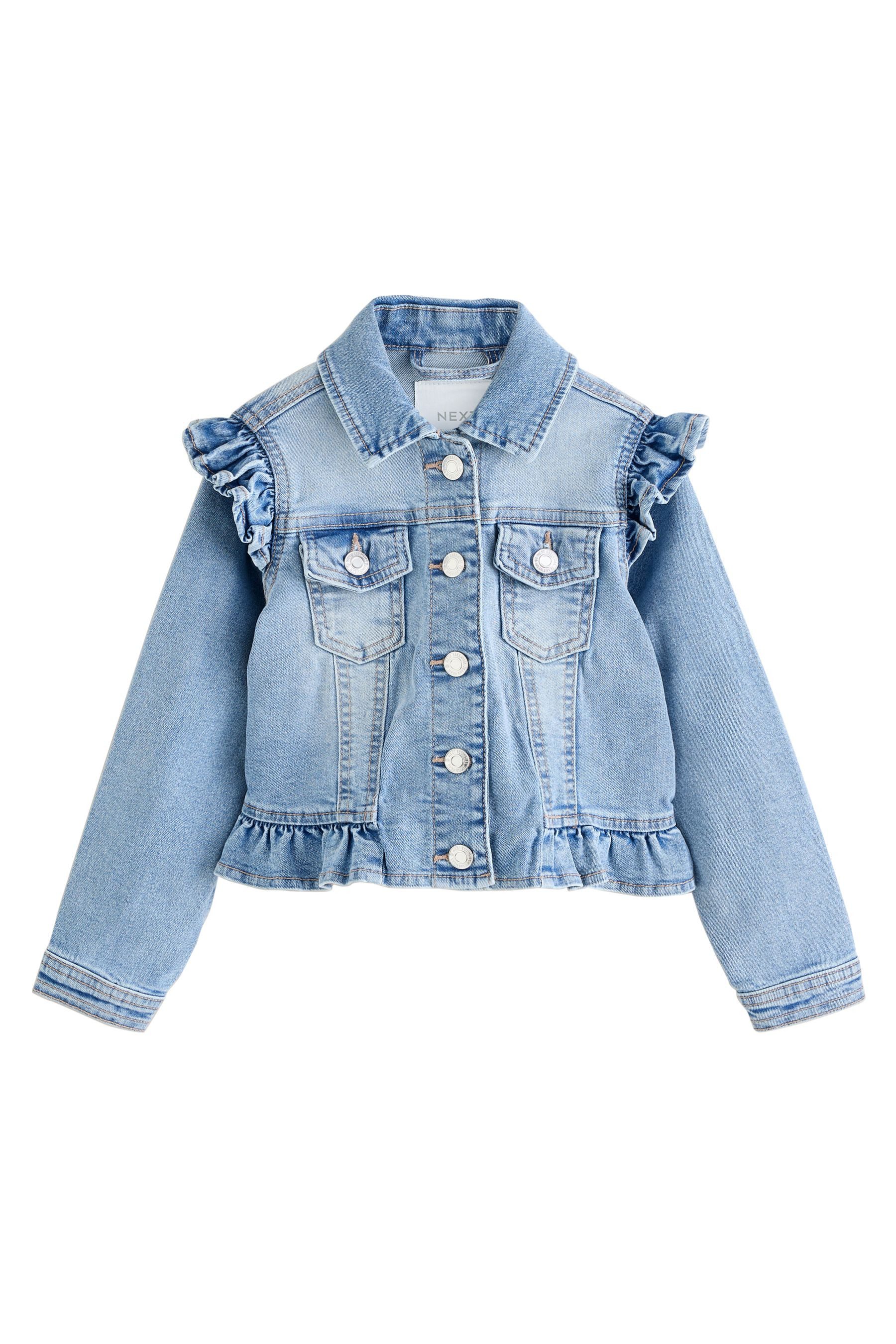 Next Jeansjacke Jeansjacke mit Schulterrüschen (1-St)