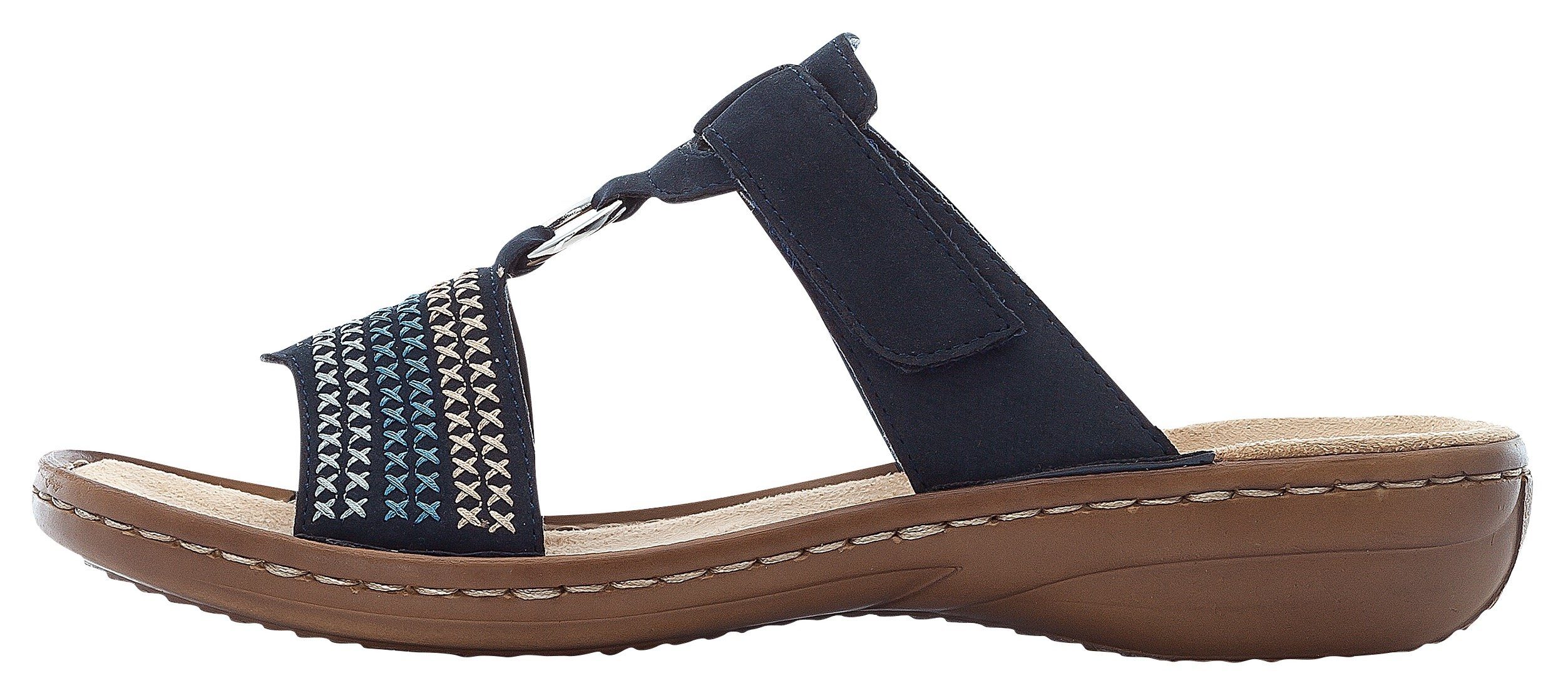 Rieker Pantolette, Keilabsatz, Sommerschuh, Schlappen mit schöner Stickerei günstig online kaufen