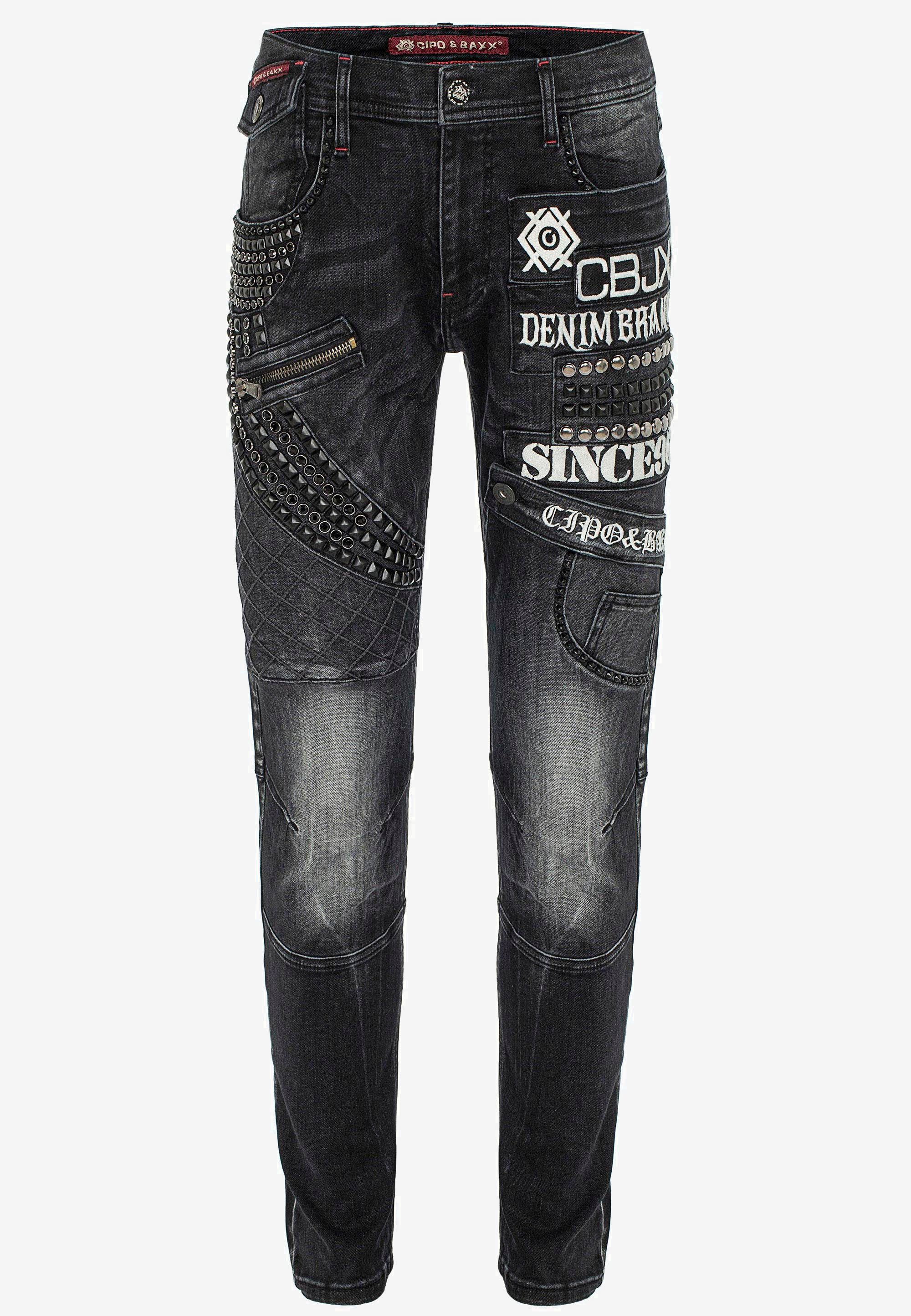 Cipo & Baxx mit Nieten coolen Slim-fit-Jeans