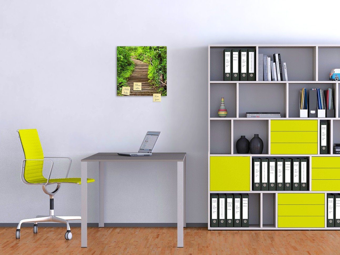 Wallario Memoboard Steintreppe im Wald