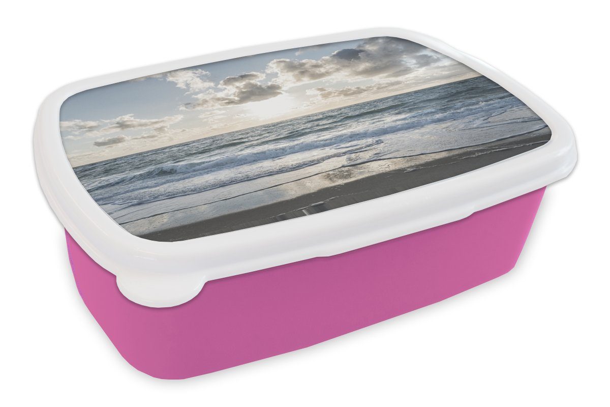 MuchoWow Lunchbox Meer - Wolken Kinder, Erwachsene, Brotbox Snackbox, - Mädchen, für Kunststoff, Deutschland, rosa Brotdose (2-tlg), Kunststoff