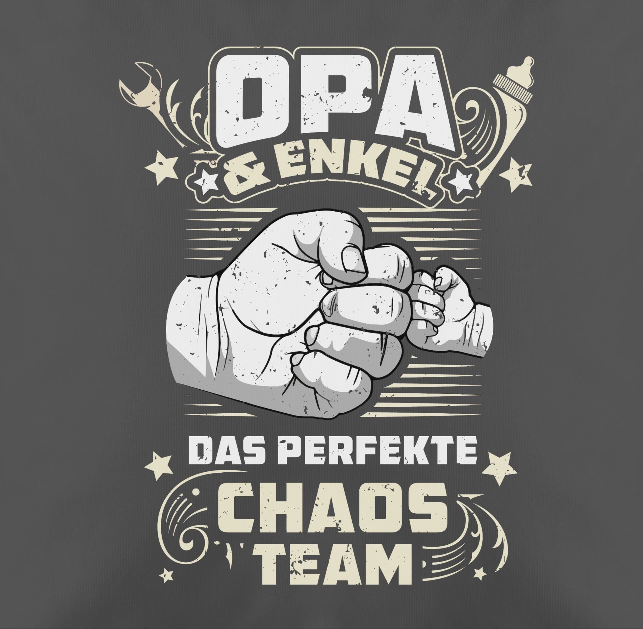 Shirtracer Dekokissen Opa & Enkel Vintage Team Chaos 2 perfekte Das Opa Großvater - weiß, Grau 