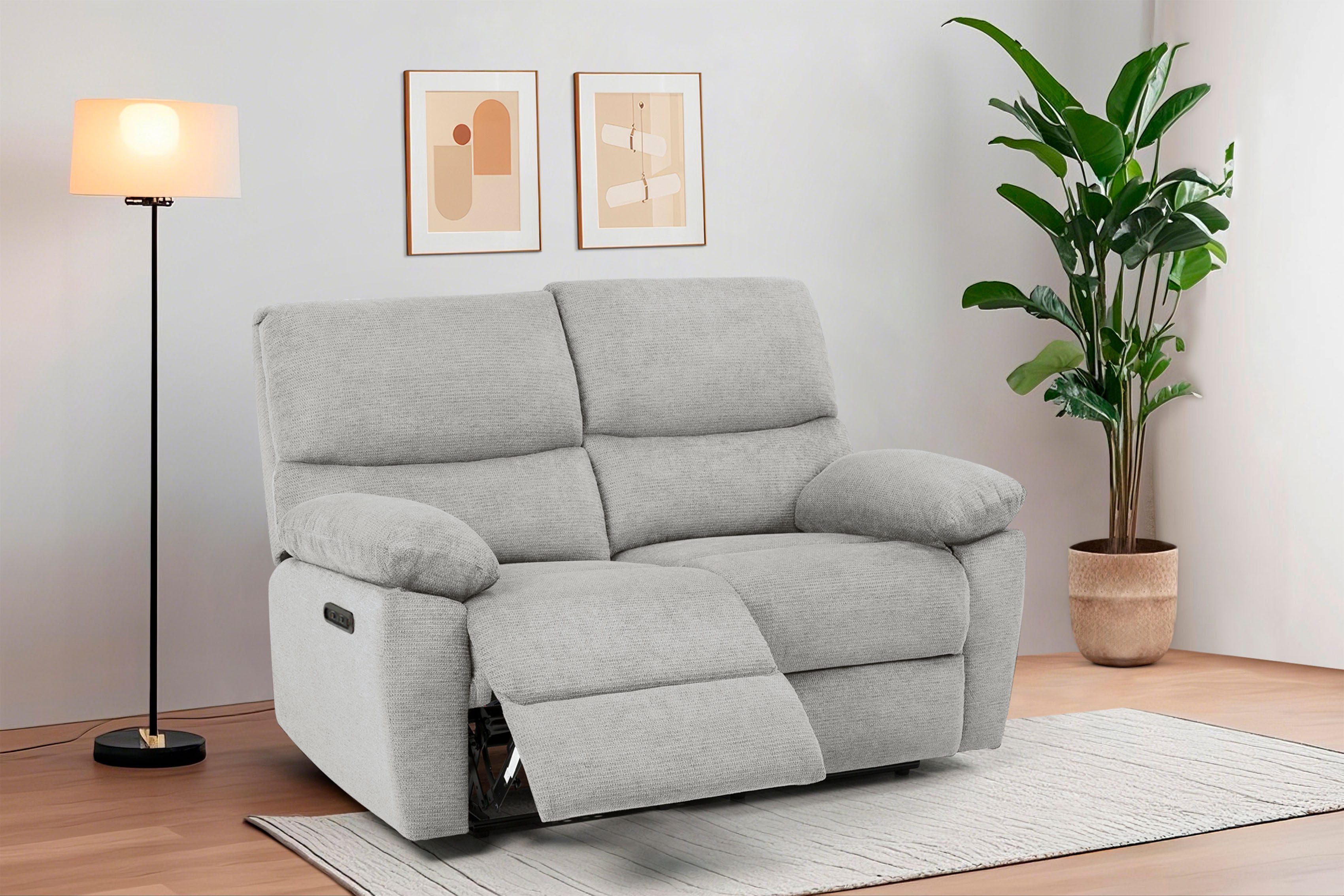 Home affaire 2-Sitzer LANNOY, mit manueller o. elektrischer Relaxfunktion in beiden Sitzen., Elektrische Variante mit USB A/C. Federkern, Webstoff