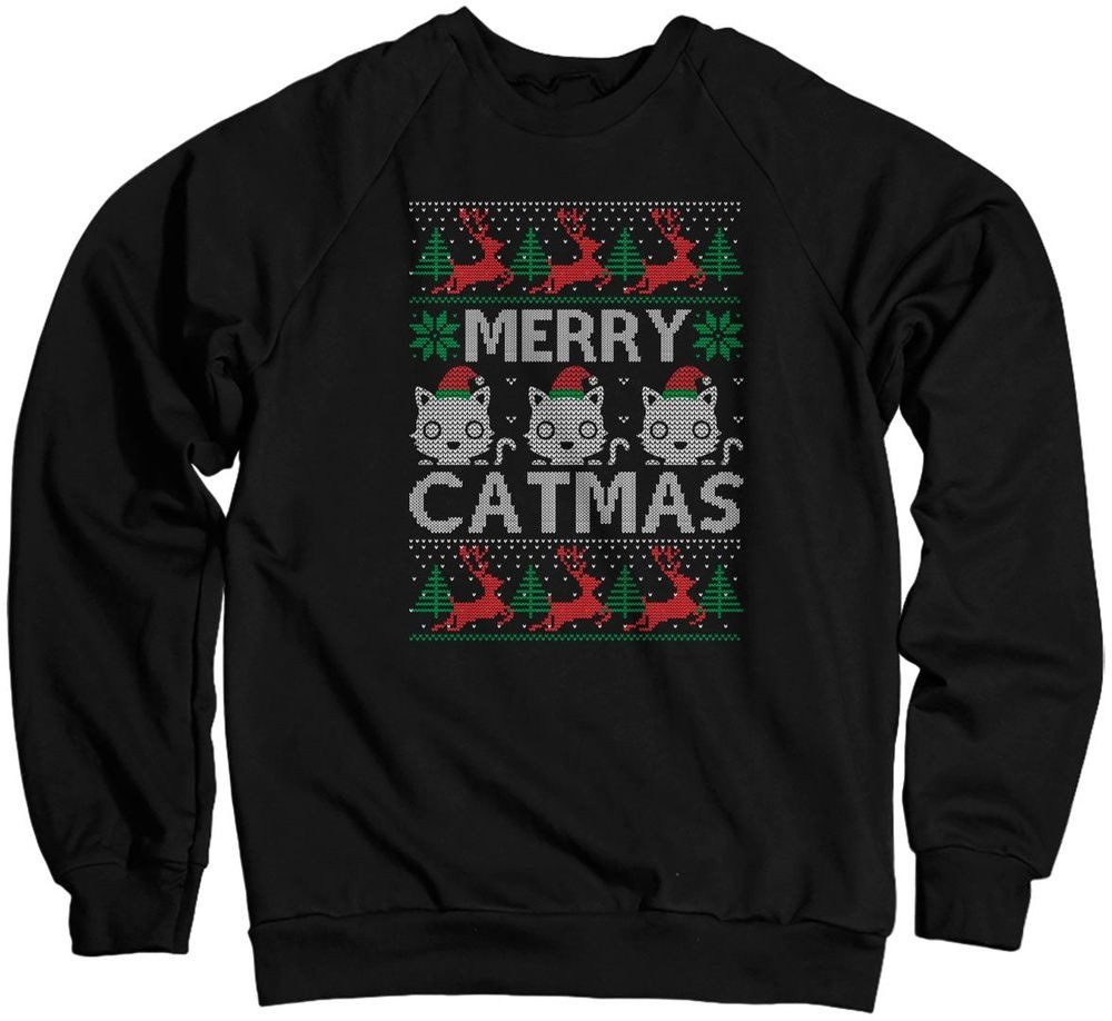 Rundhalspullover Merry Catmas Sweatshirt