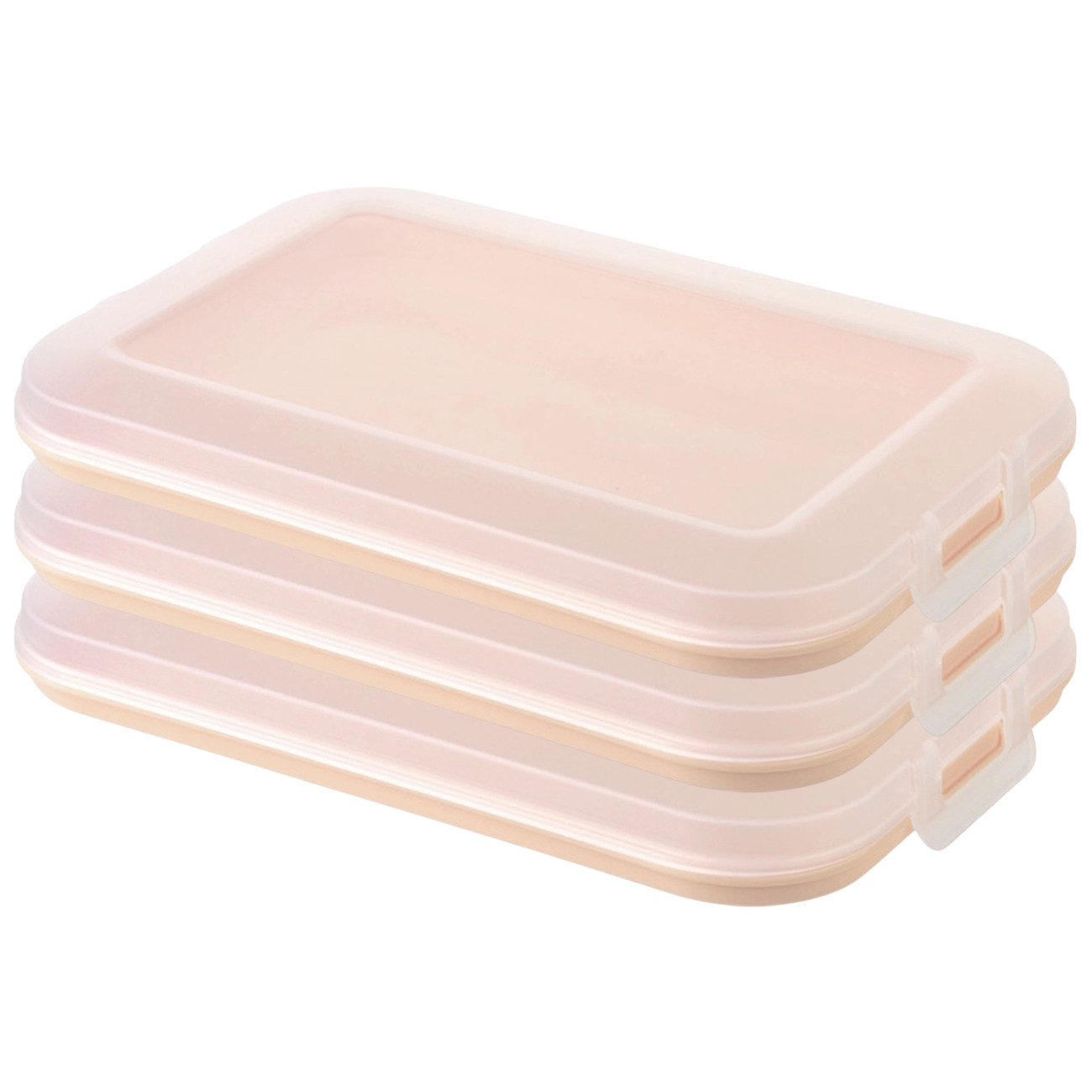 Engelland Frischhaltedose Aufschnittdosen für den Kühlschrank, Aufschnittboxen, PP-Kunststoff, BPA-frei, (Vorteils-Set, 3-tlg., mit transparentem Deckel), stapelbar, platzsparend, Ordnung im Kühlschrank, Organizer, Stapelbox