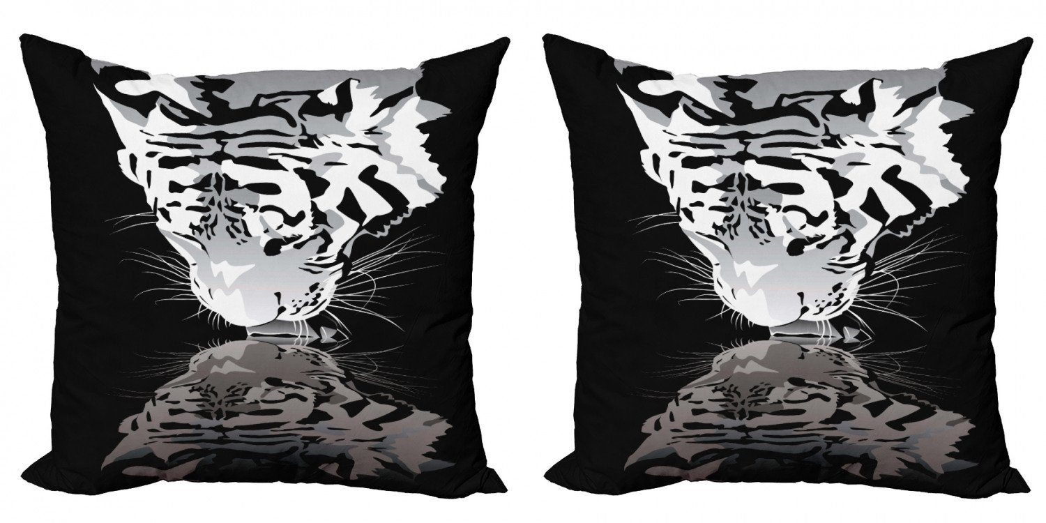 Kissenbezüge Modern Accent Doppelseitiger Digitaldruck, Abakuhaus (2 Stück), weißer Tiger Tiger Trinkwasser