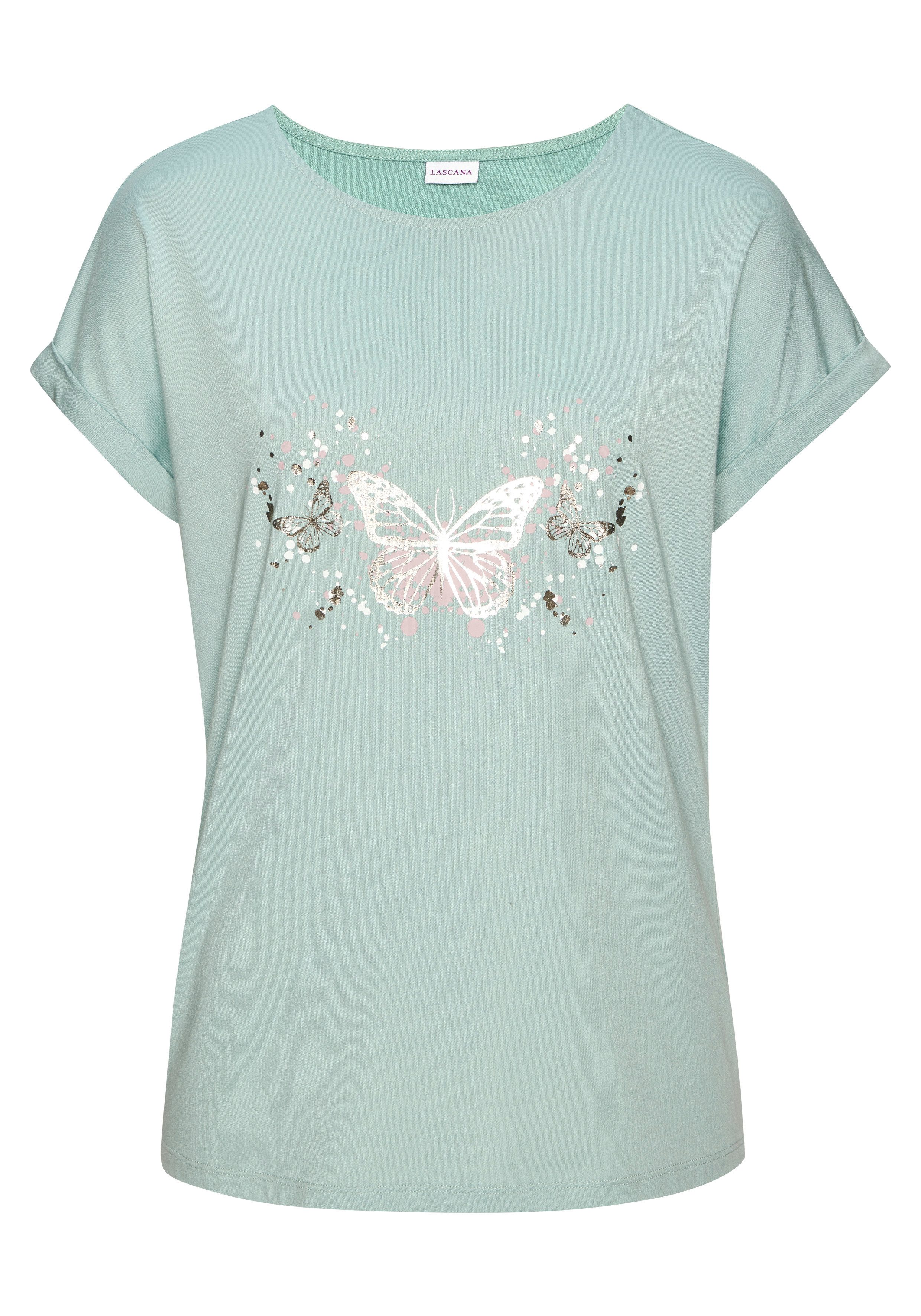 Vivance T-Shirt mit glänzendem Frontprint aus angenehmer Baumwoll-Modal-Qualität