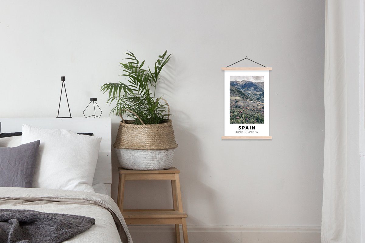 MuchoWow Poster Spanien - St), - Berge, Wohnzimmer, für Posterleiste, Bilderleiste, Textilposter Magnetisch Blumen (1