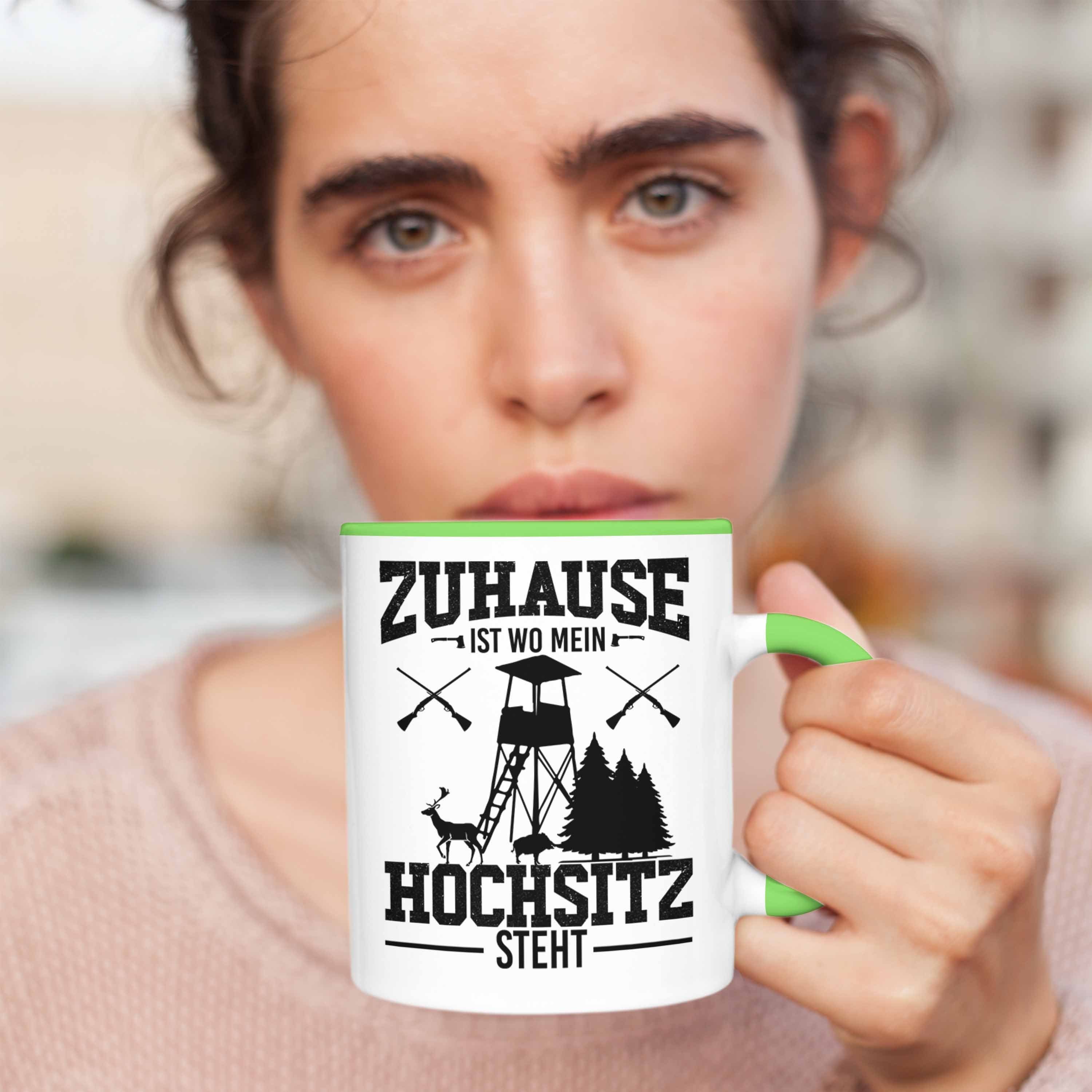 Steht für Ist Hochsitz Trendation Männer Tasse Trendation Grün Wo Mein - Vater Zuhause Jäger Geschenkidee Tasse Vatertag Geschenke