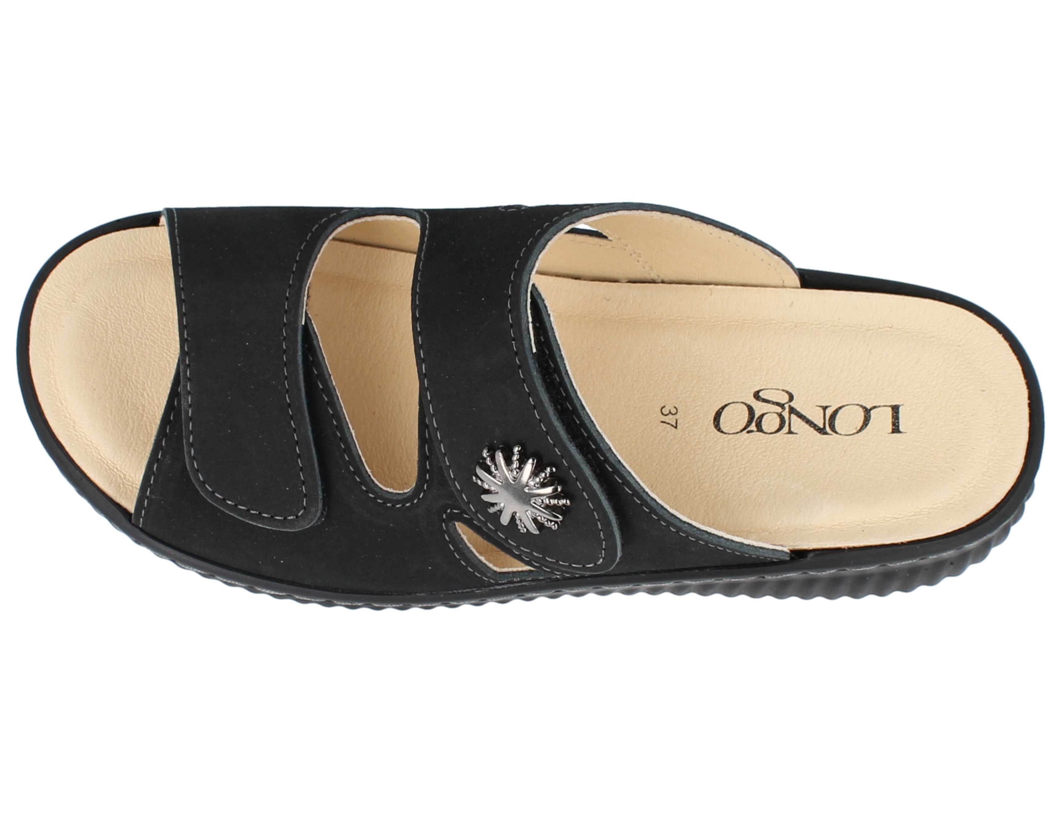 Longo LONGO 1174732 Damen Pantolette schwarz Nubukleder - Größe: 40 Pantolette Wechselfußbett
