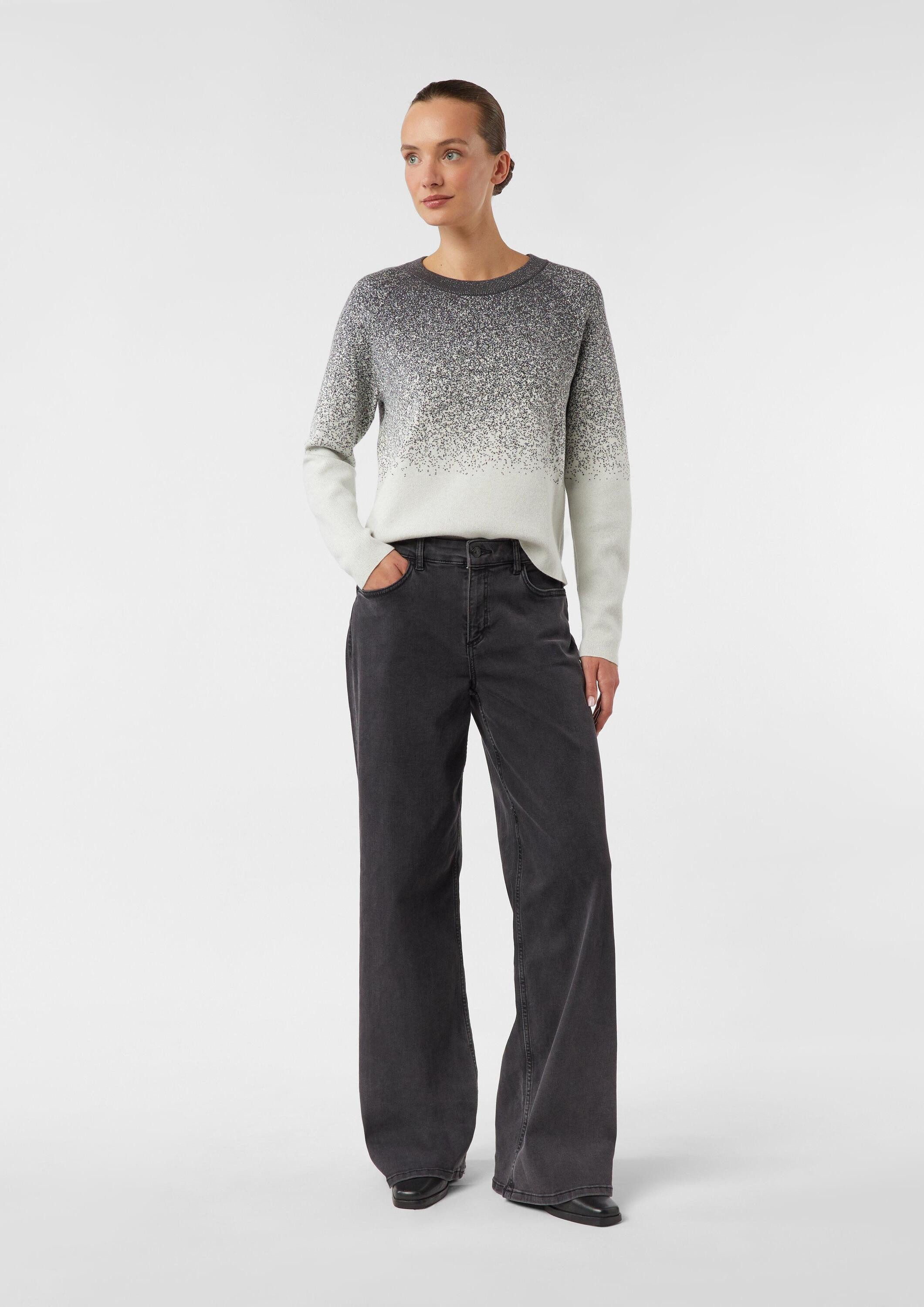 comma Longpullover Strickpullover Feinstrick-Pullover mit dezentem Glitzergarn