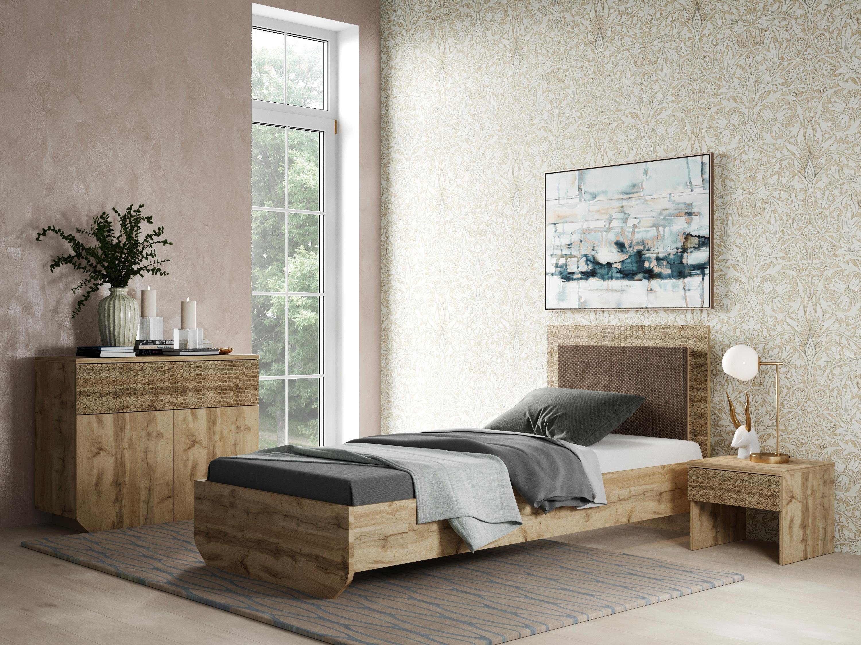 Home affaire Bett »Bille« mit dezentem Print und gepolstertem Kopfteil - Home affaire