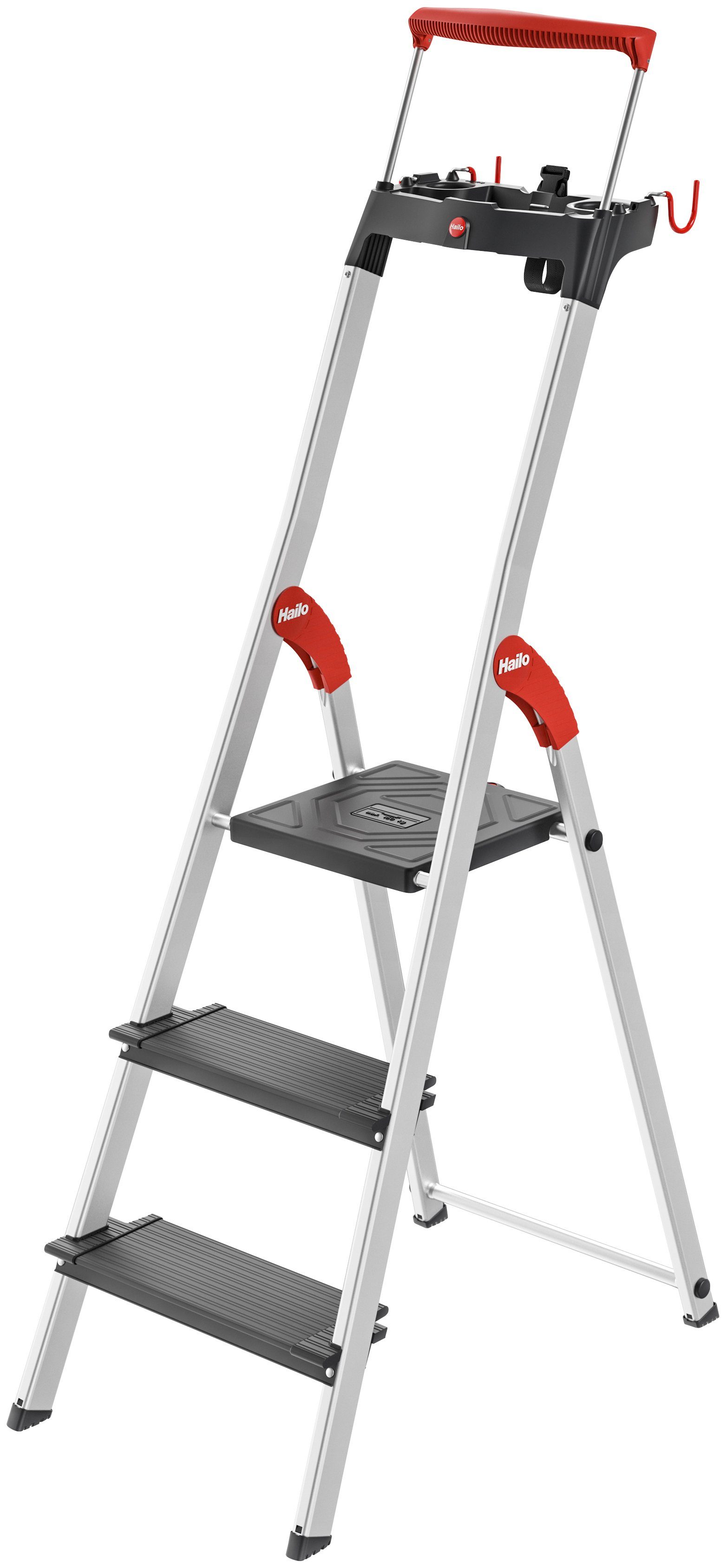 Hailo Stehleiter L100 TopLine, Alu-Sicherheits-Stehleiter 3 Stufen