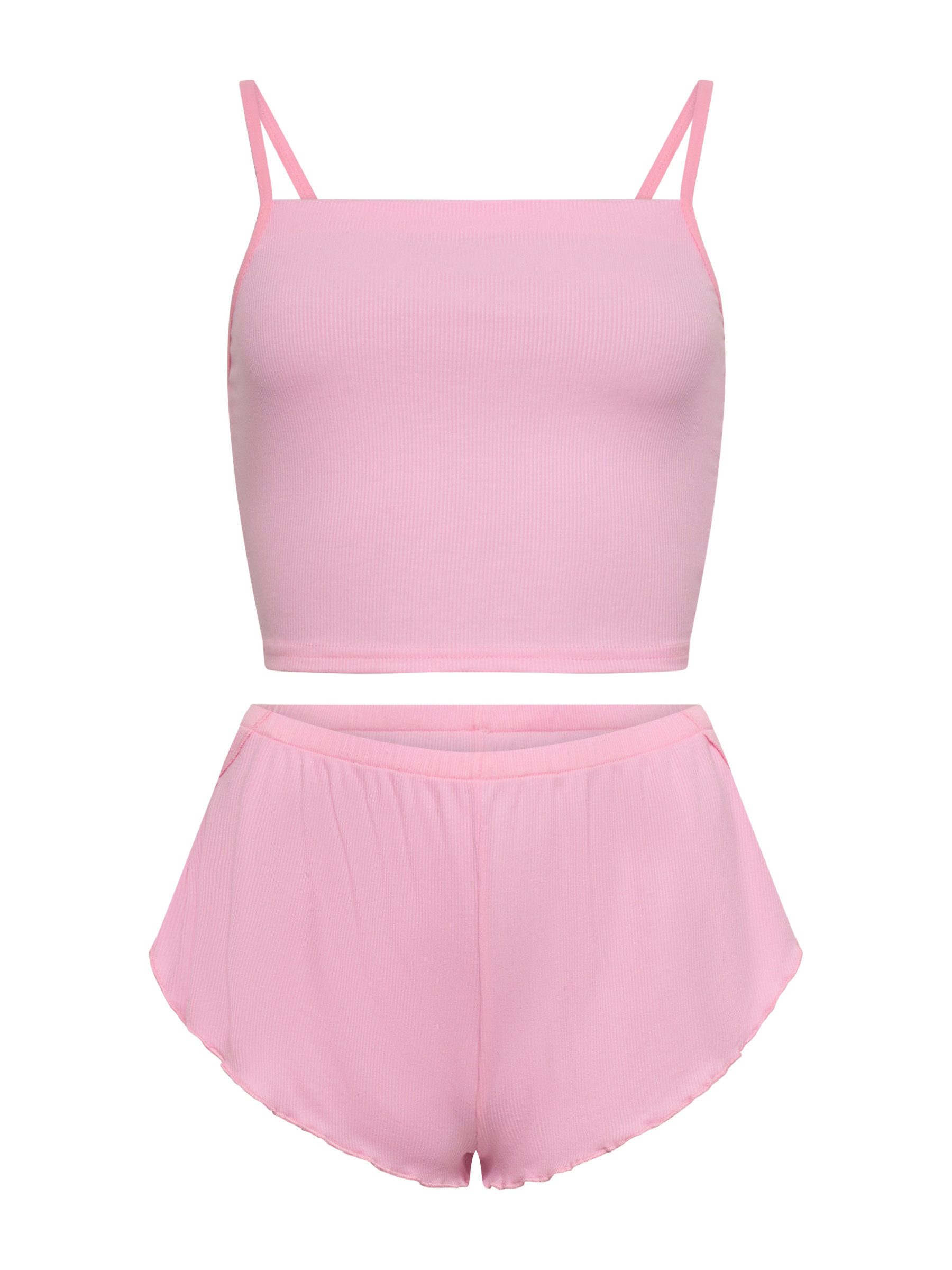 Elegant Love Shorty Lässiges Pyjama-Set – Bequeme Homewear aus Rippstoff & günstig online kaufen