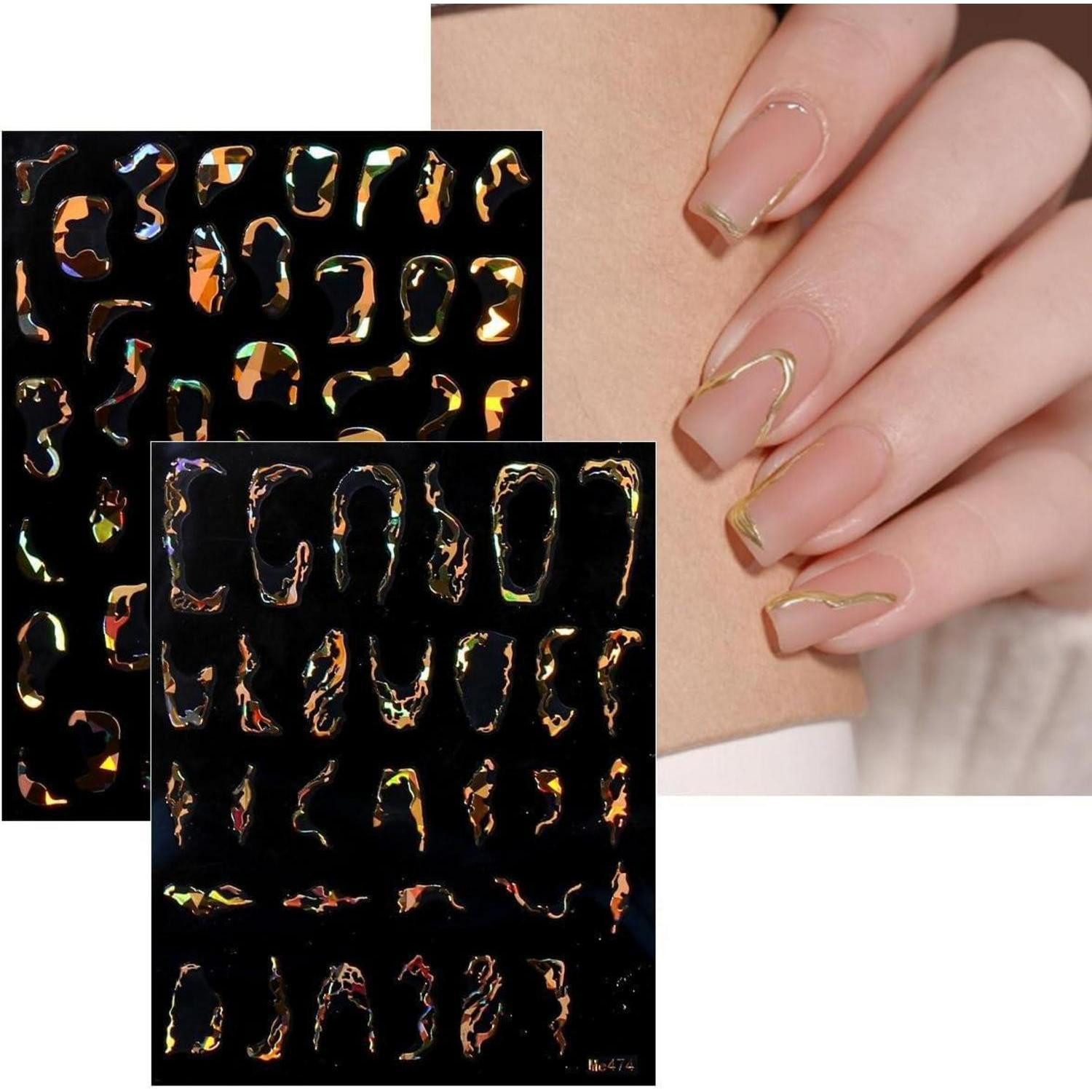 LuxusKollektion Nageldesign Zubehör Nagelsticker Marble Line 9 Blatt selbstklebend Nailart Gold
