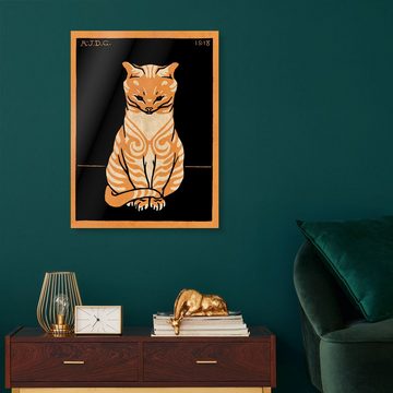 Posterlounge Acrylglasbild Julie de Graag, Sitzende Katze, farbig, Wohnzimmer Malerei