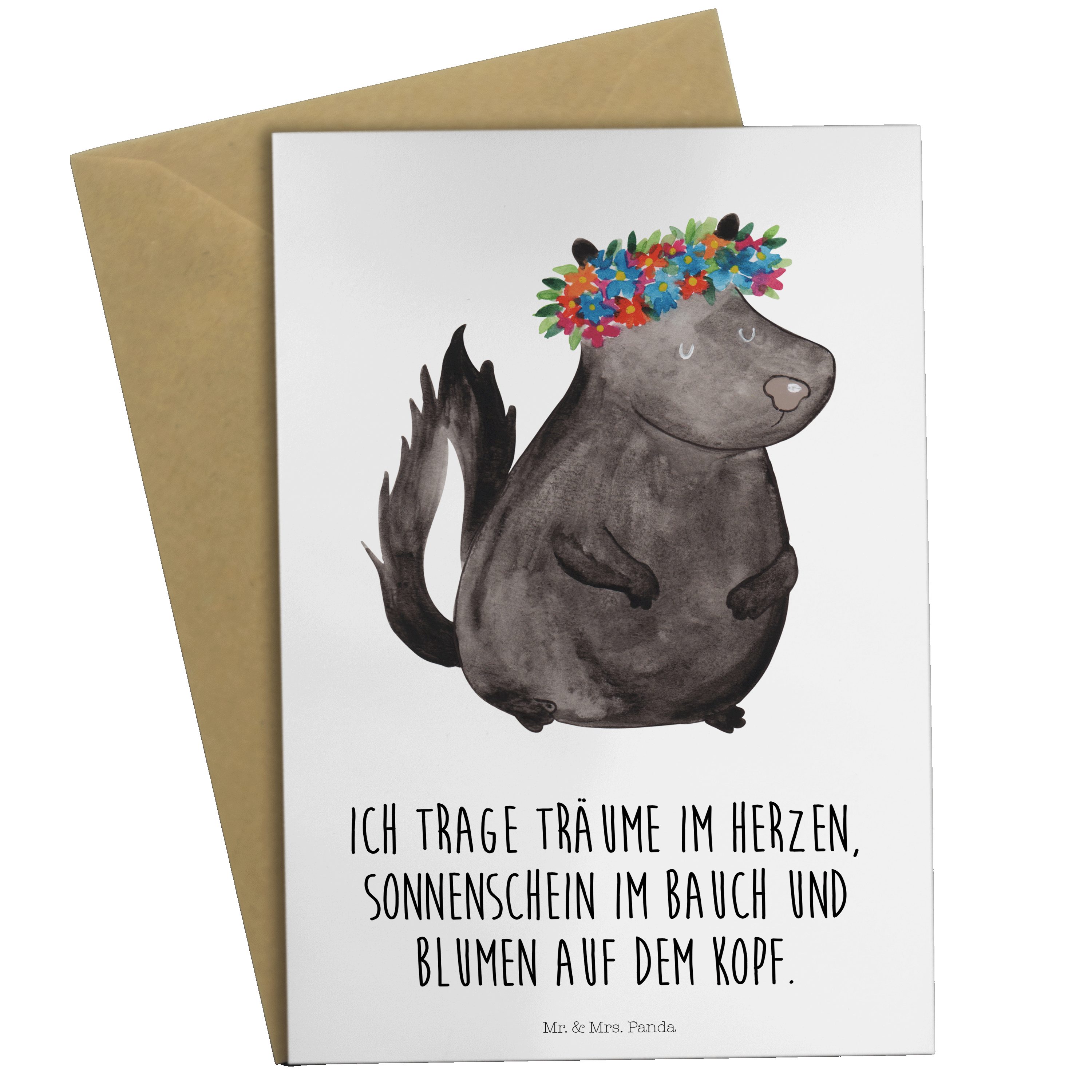 Mrs. Weiß Blumenmaedchen - Mr. Grußkarte - Geschenk, Stinktier Klappkar Einladungskarte, Panda &