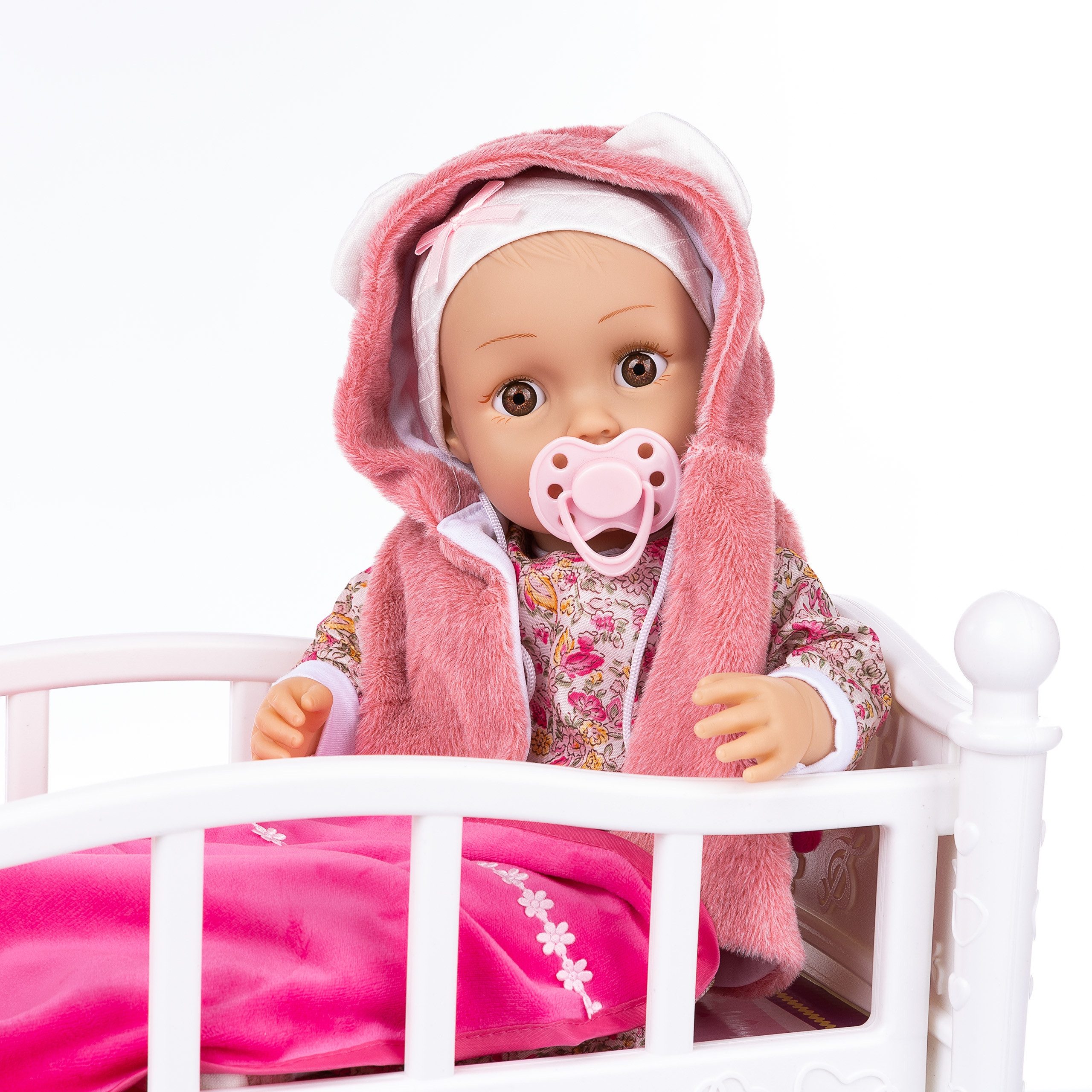 kinderplay Puppenwiege Puppenwiege mit Bettwäsche – 2in1 Schaukelbett – Rollenspielspaß (Set)