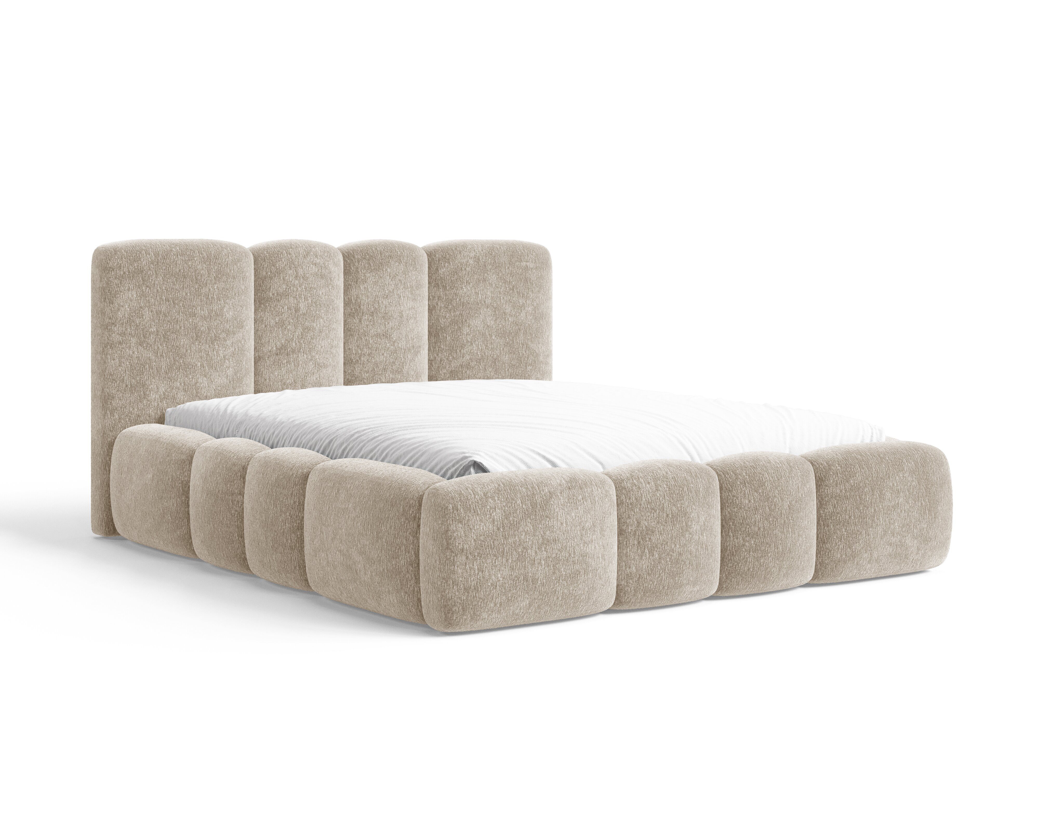 MOEBLO Polsterbett 26 Wolke (mit Stauraum und Metallrahmen und Lattenrost Wolkenbett aus Chenille Strukturstoff - 140 x 200), - (BxHxT): 168/188/208 x 100 x 230 – Bild 5 von 5