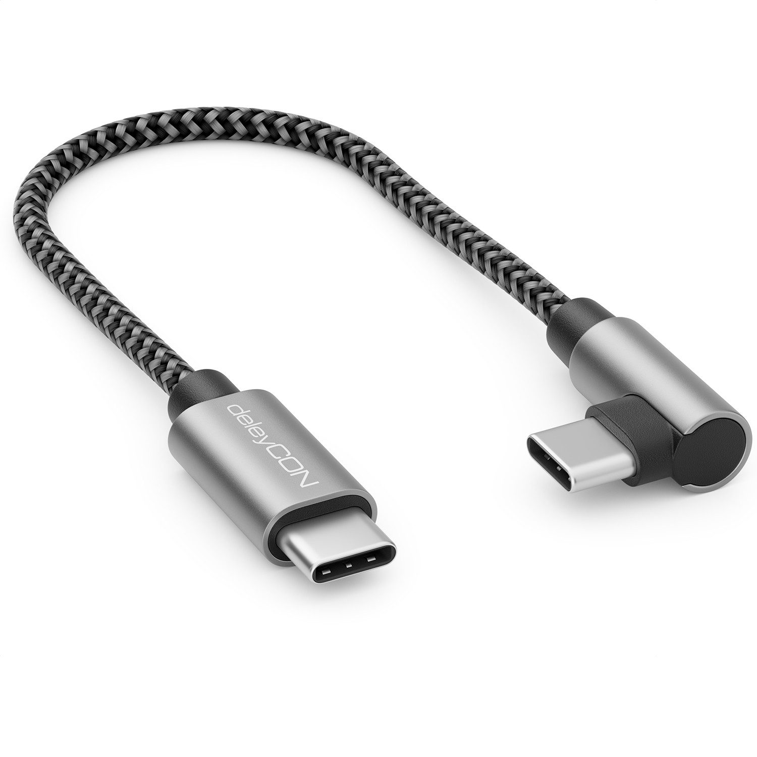 deleyCON deleyCON 0,15m USB C Kabel 1x 90° Gewinkelt PD3.0 (60W USB-Kabel