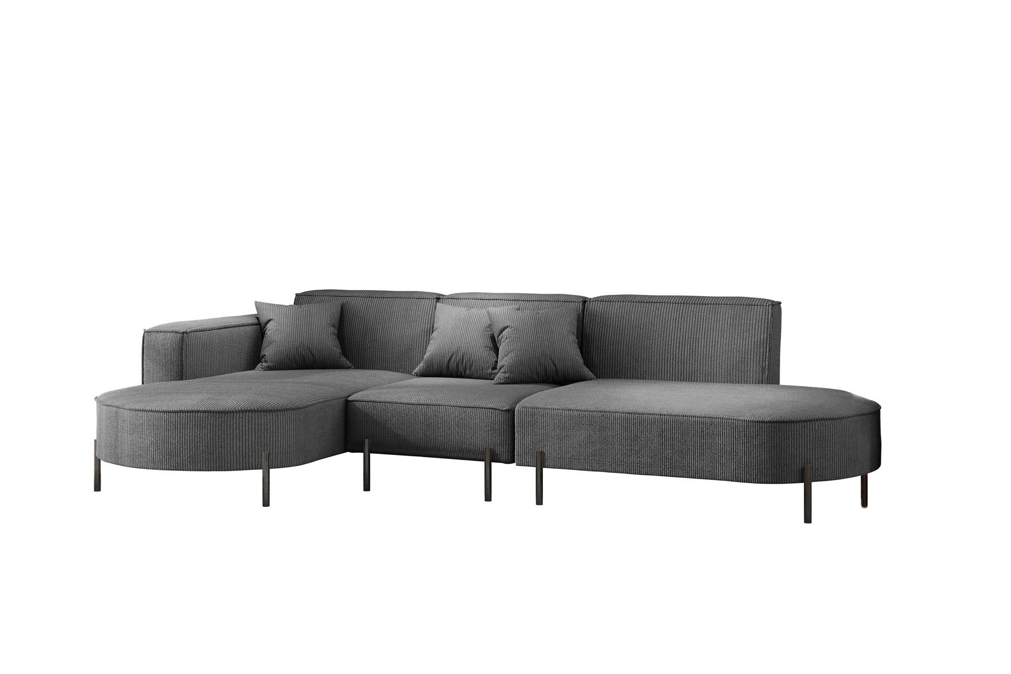 Fun Möbel Ecksofa Designersofa Sofa FUN MALAGA in Stoff Scala, Ottomane Rechts oder Links, Rundumbezug, inkl. 3 Zierkissen