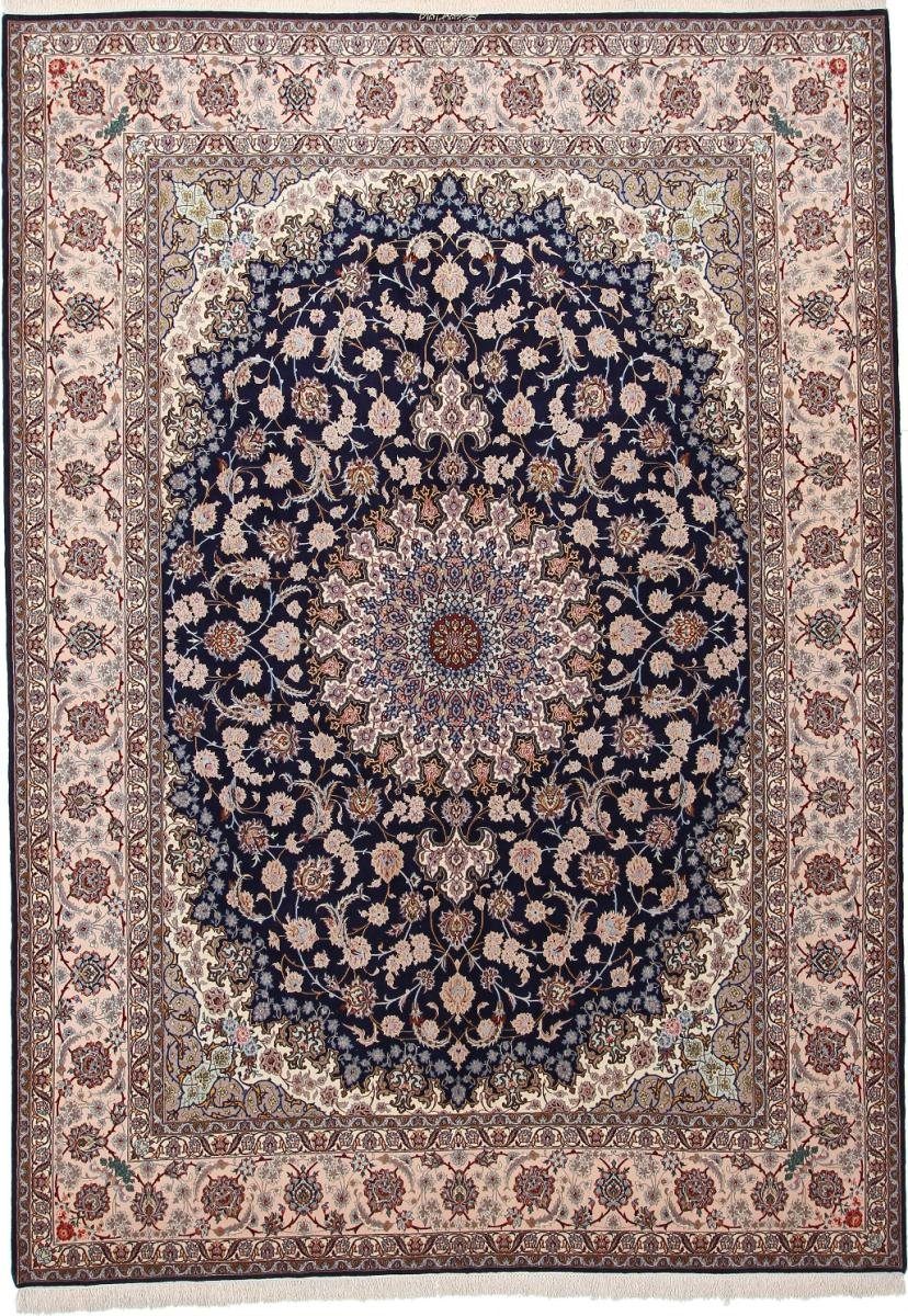 Orientteppich Isfahan Seidenkette 257x362 Handgeknüpfter Orientteppich, Nain Trading, rechteckig, Höhe: 6 mm