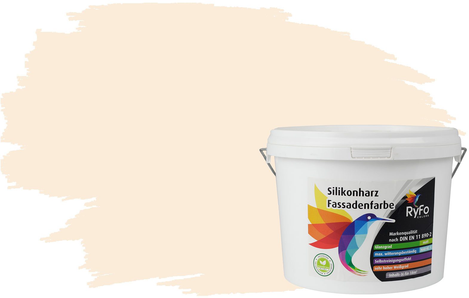 RyFo Colors Fassadenfarbe Silikonharz Fassadenfarbe Weißtöne, 1 L ca. 6 m², Wasserabweisend, diffusionsfähig, schützt vor Schmutz, UV-beständig