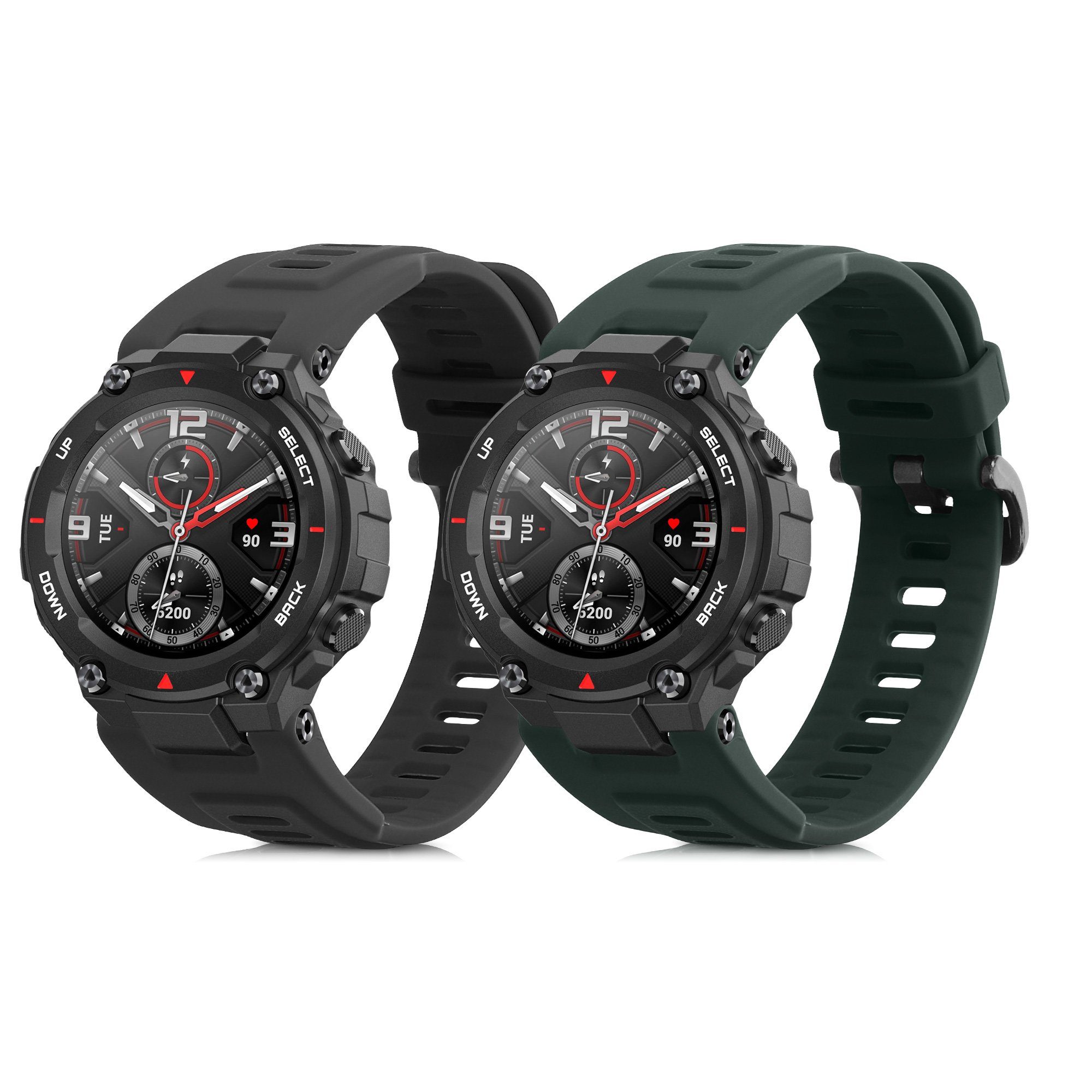 kwmobile 2x Uhrenarmband für Huami Amazfit T-Rex / T-Rex Pro Armband Smartwatch, 2-tlg., Fitnesstracker Band Set aus TPU Silikon - Ersatzarmband Smartwatch