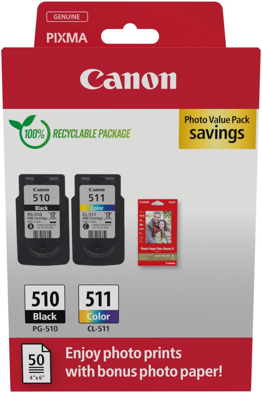 Canon PG-510/CL-511 Photo Value Pack Tintenpatrone (Packung, 2-tlg) – Bild 2 von 5