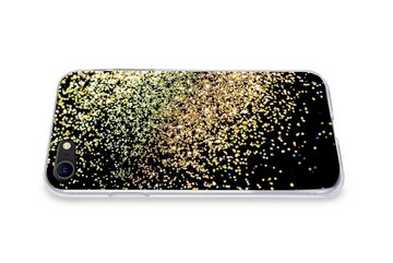 MuchoWow Handyhülle Luxus - Glitzer - Gold - Design - Schwarz, Handyhülle Apple iPhone 8, Smartphone-Bumper, Print, Handy Schutzhülle
