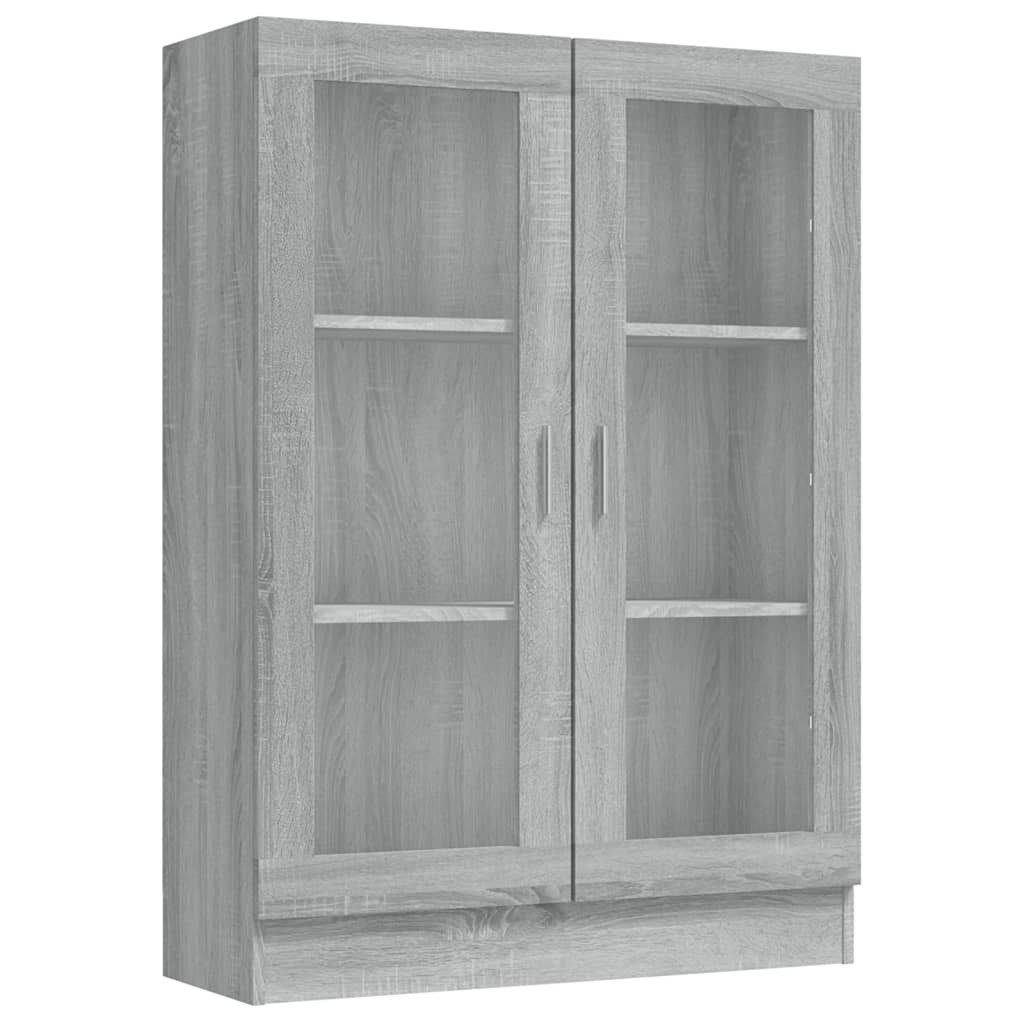 vidaXL Vitrine NA Vitrine Regal Highboard Vitrinenschrank Grau Sonoma 82,5x30,5x115 c