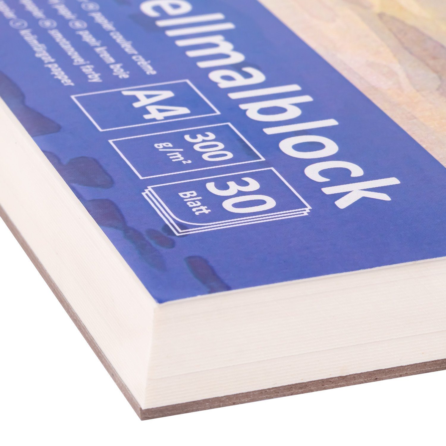 Idena Malblock Idena 68162 - Aquarellmalblock A4 mit 30 Blatt cremefarbenem, dickem