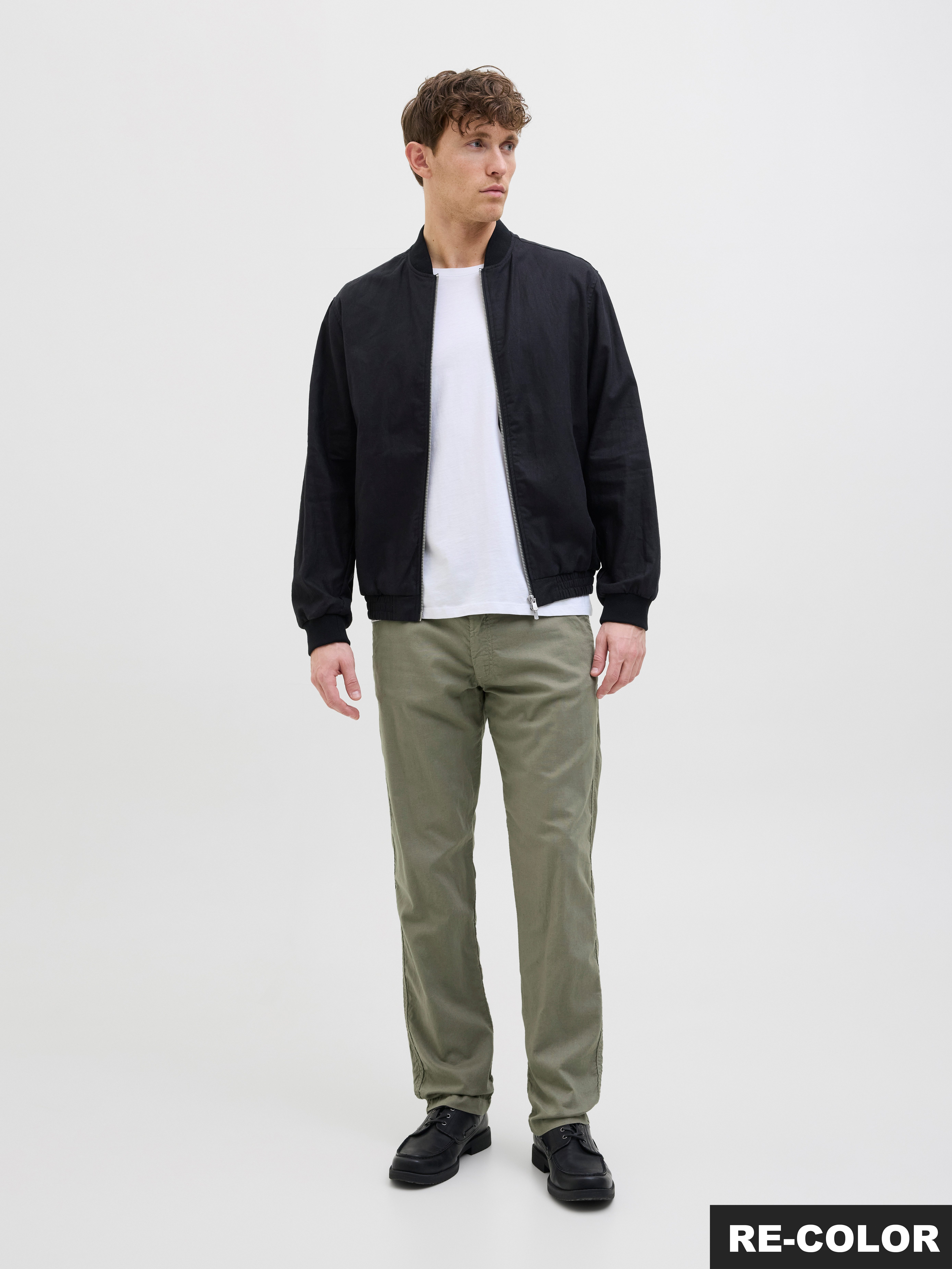 Jack & Jones Stoffhose JPSTKANE HYBRID BONDI JOGGER SN Baumwolle mit Leinen, locker geschnitten