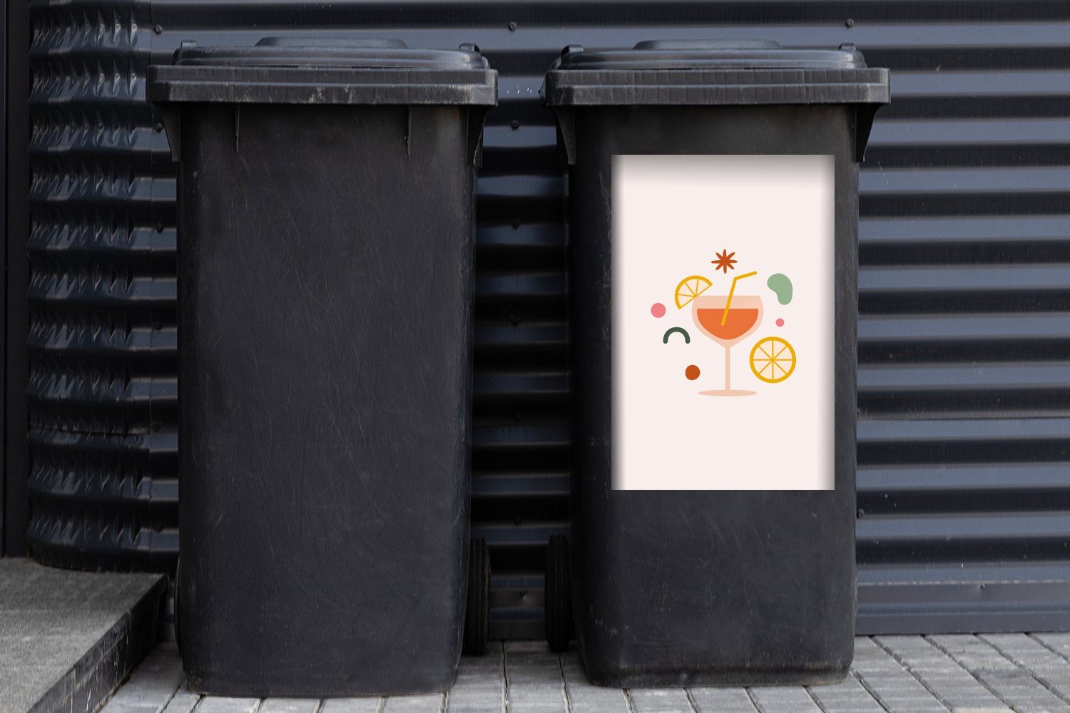Mülltonne, Container, Mülleimer-aufkleber, - - MuchoWow (1 Cocktail Wandsticker St), Sommer Sticker, Abfalbehälter Zitrusfrüchte