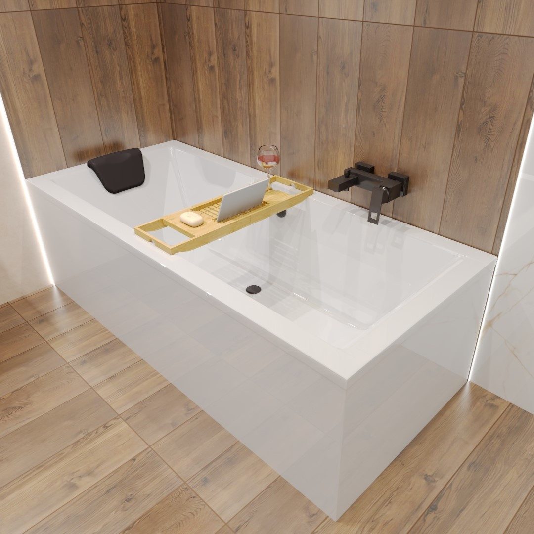 KOLMAN Badewanne Rechteck QUADRO 155x70 + Kopfstütze KODI Ablaufgarnitur & Füße GRATIS mehr