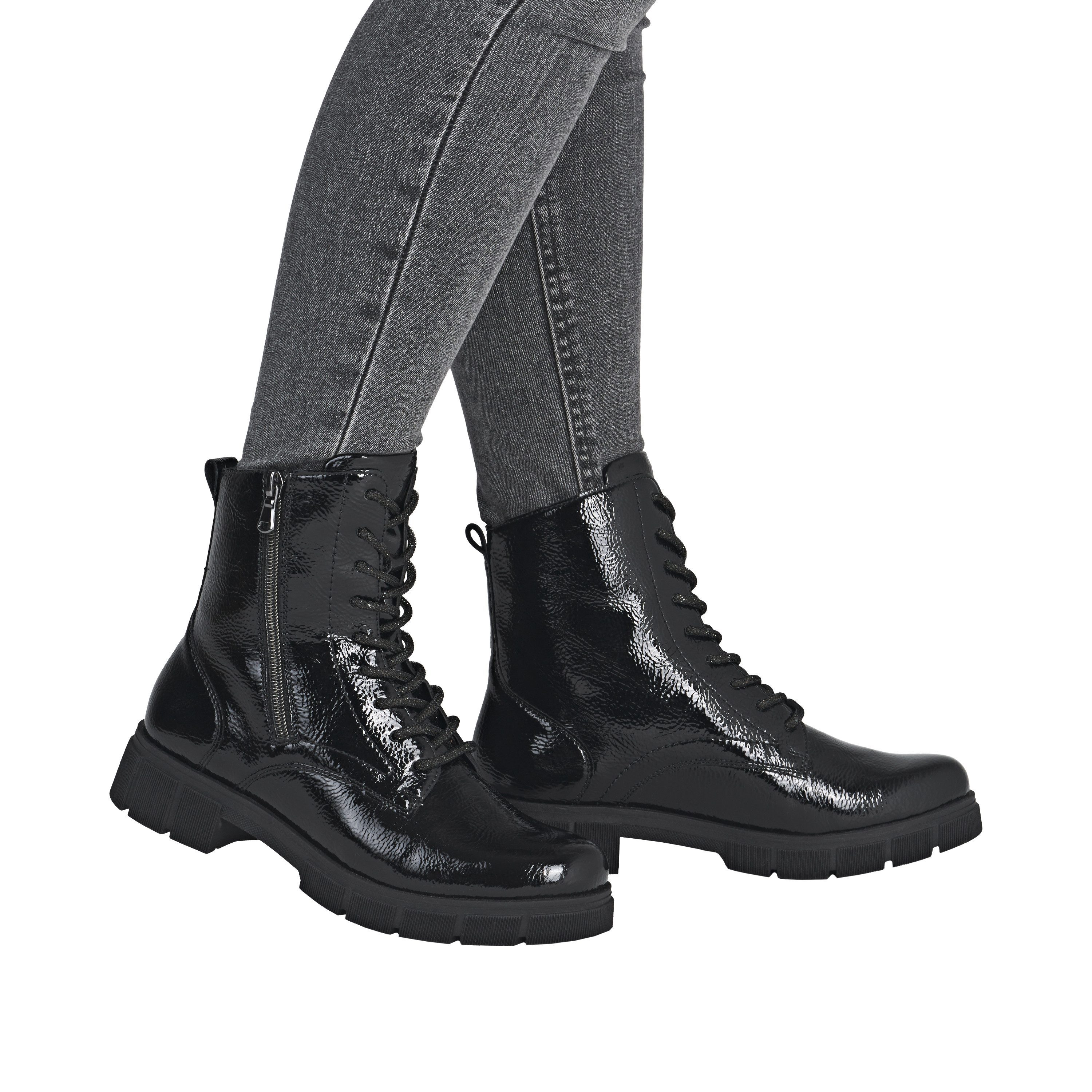 Remonte Schnürstiefelette Schnürboots, Stiefelette, Profilsohle, mit Glitzer-Schnürsenkel