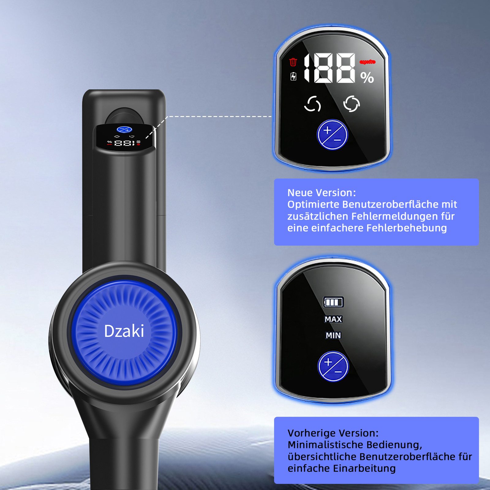 Grenintol Akku-Hand-und Stielstaubsauger Akku Staubsauger,65000pa,Akku Handstaubsauger,Akkusauger kabellos YOMA, beutellos, Kabellos nutzbar,LED-Anzeige,Wandhalterung für platzsparende Lagerung