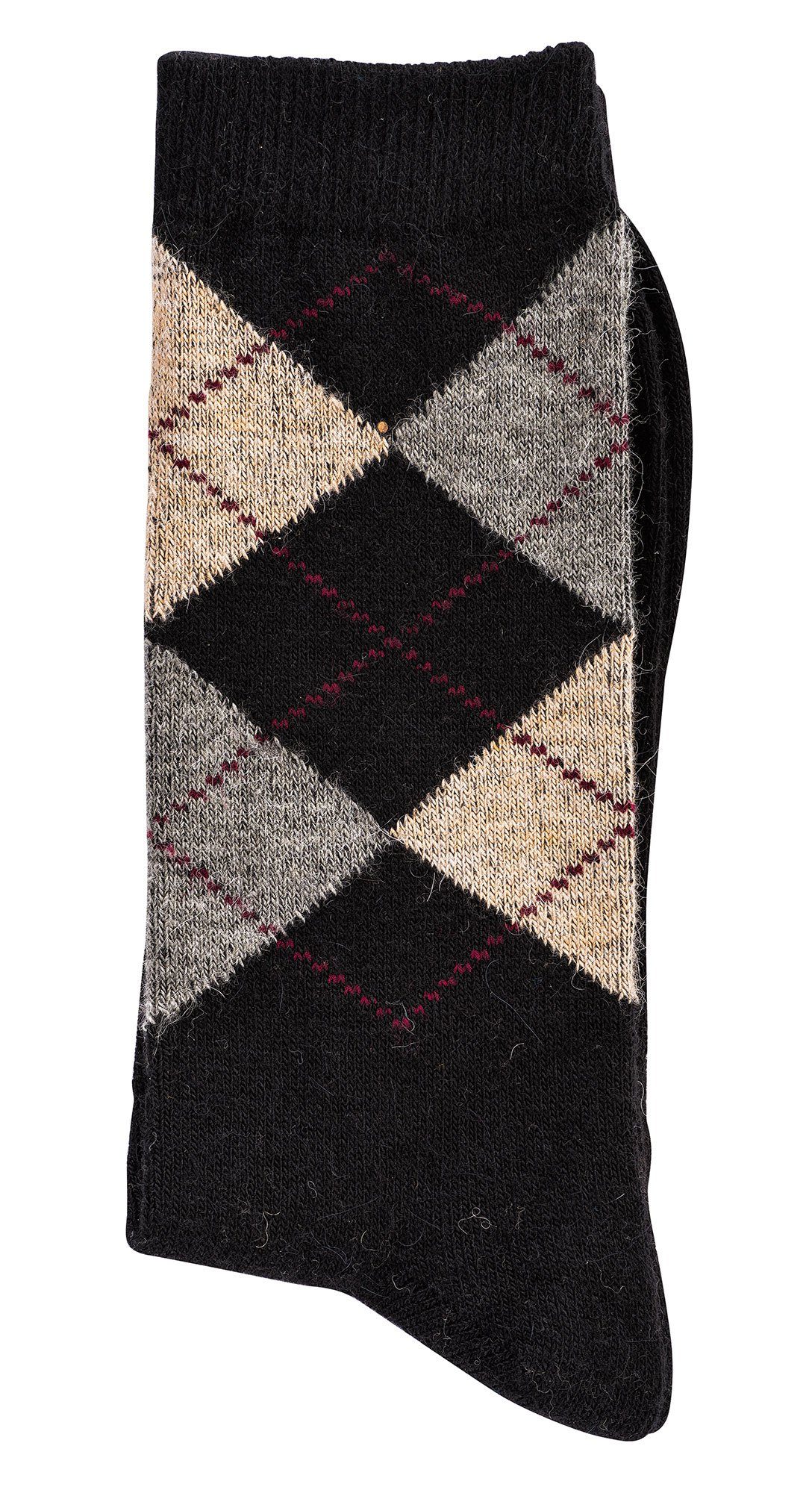 Karo Dessin Norwegersocken für Damen 6 Paar Herren mit 24 Socken warme (Alpaka) Wolle TippTexx &