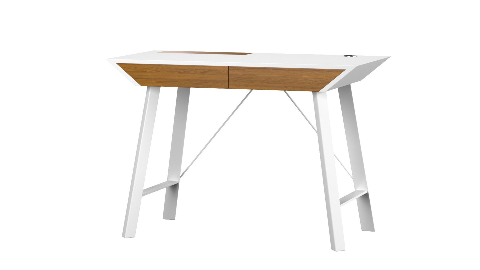 Siblo Schreibtisch Schreibtisch Polly mit Schubladen - Schreibtische mit Schubladen - Moderner Schreibtisch - Kinderschreibtisch - MDF-Platte - 110 x 55 x 76 cm - Weiß - Braun (Schreibtisch Polly mit Schubladen)