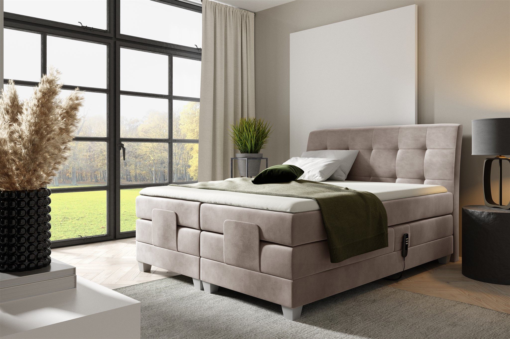 Fun Möbel Boxspringbett Schlafzimmerbett FRANCO Elektrisch in Stoff Fresh (inkl. Topper), Matratzen elektrisch verstellbar